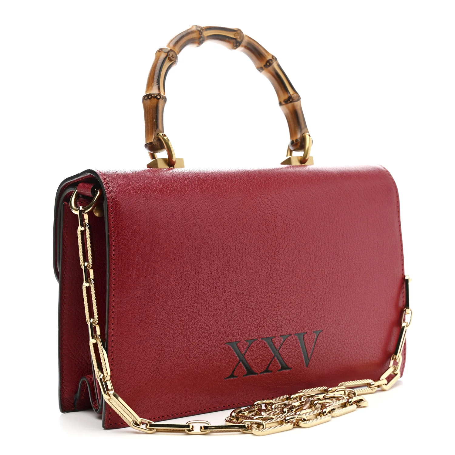Calfskin Snakeskin Studded Small Ottilia Top Handle Bag Hibiscus Red