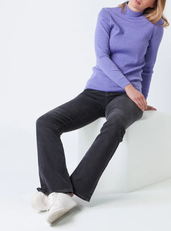 Pull chaussette  femme col cheminee laine mérinos Violet Parme