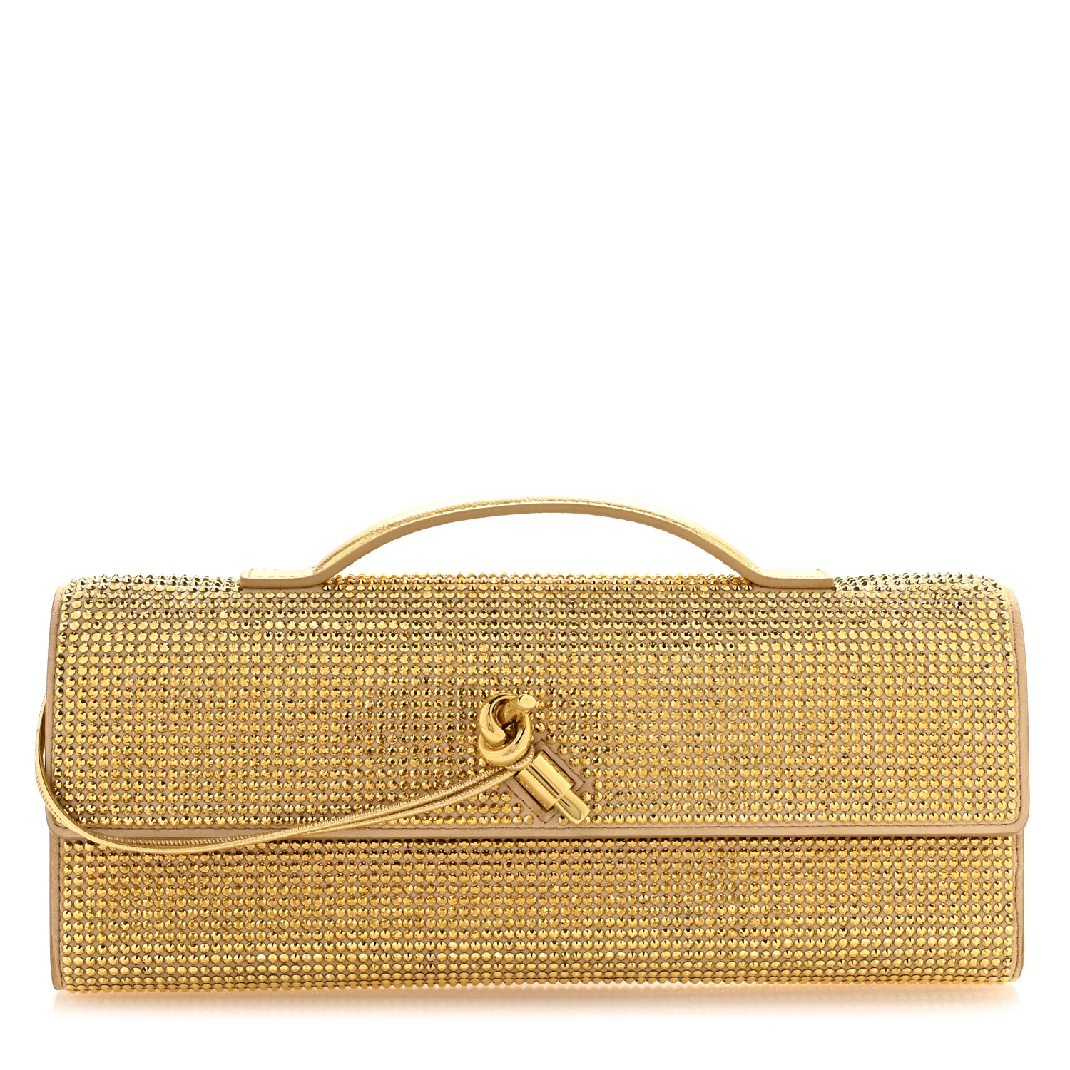 Nappa Crystal Long Andiamo Top Handle Clutch Porridge