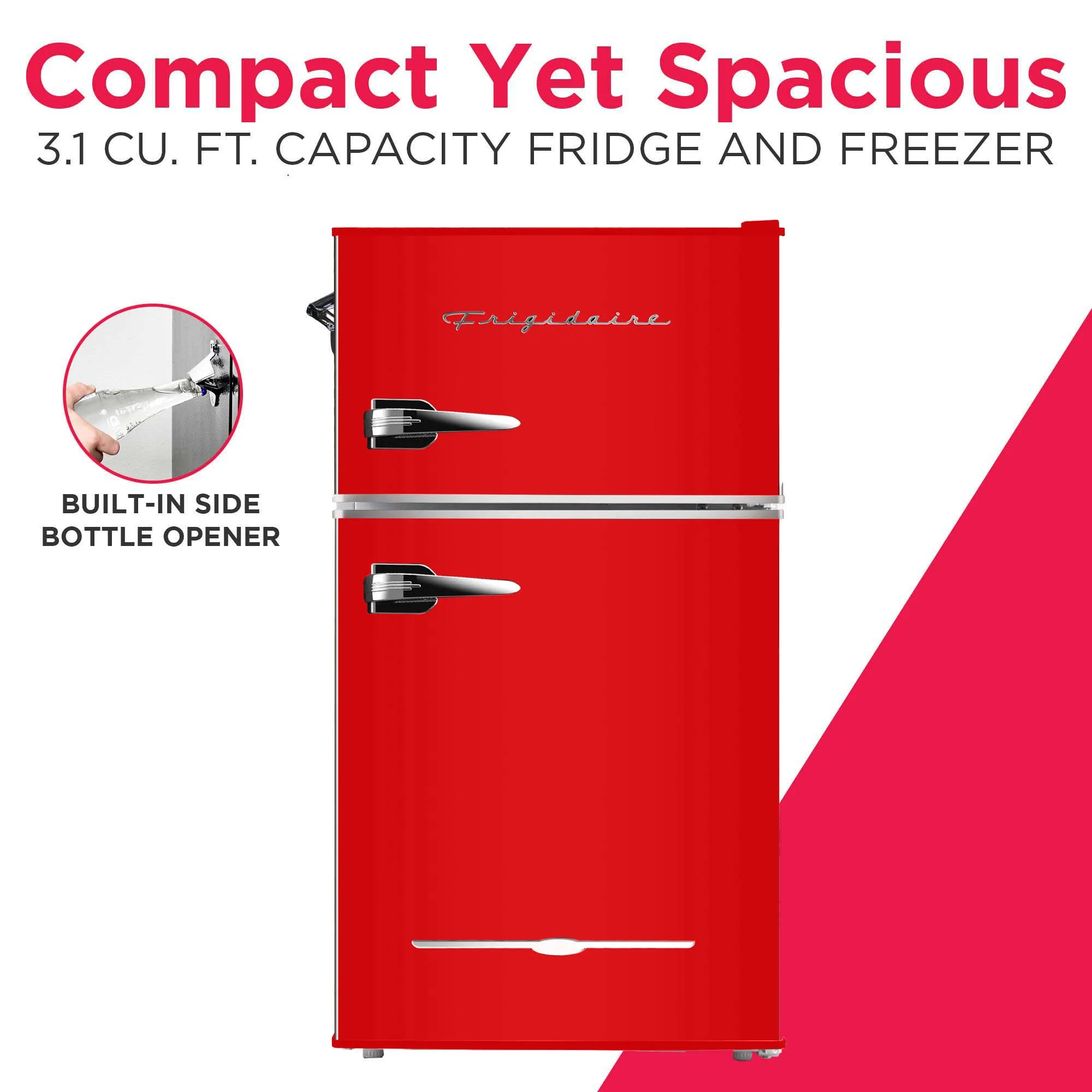 Retro 3.1 Cu ft Two Door Compact Refrigerator with Freezer, Red(Red) - Image 2