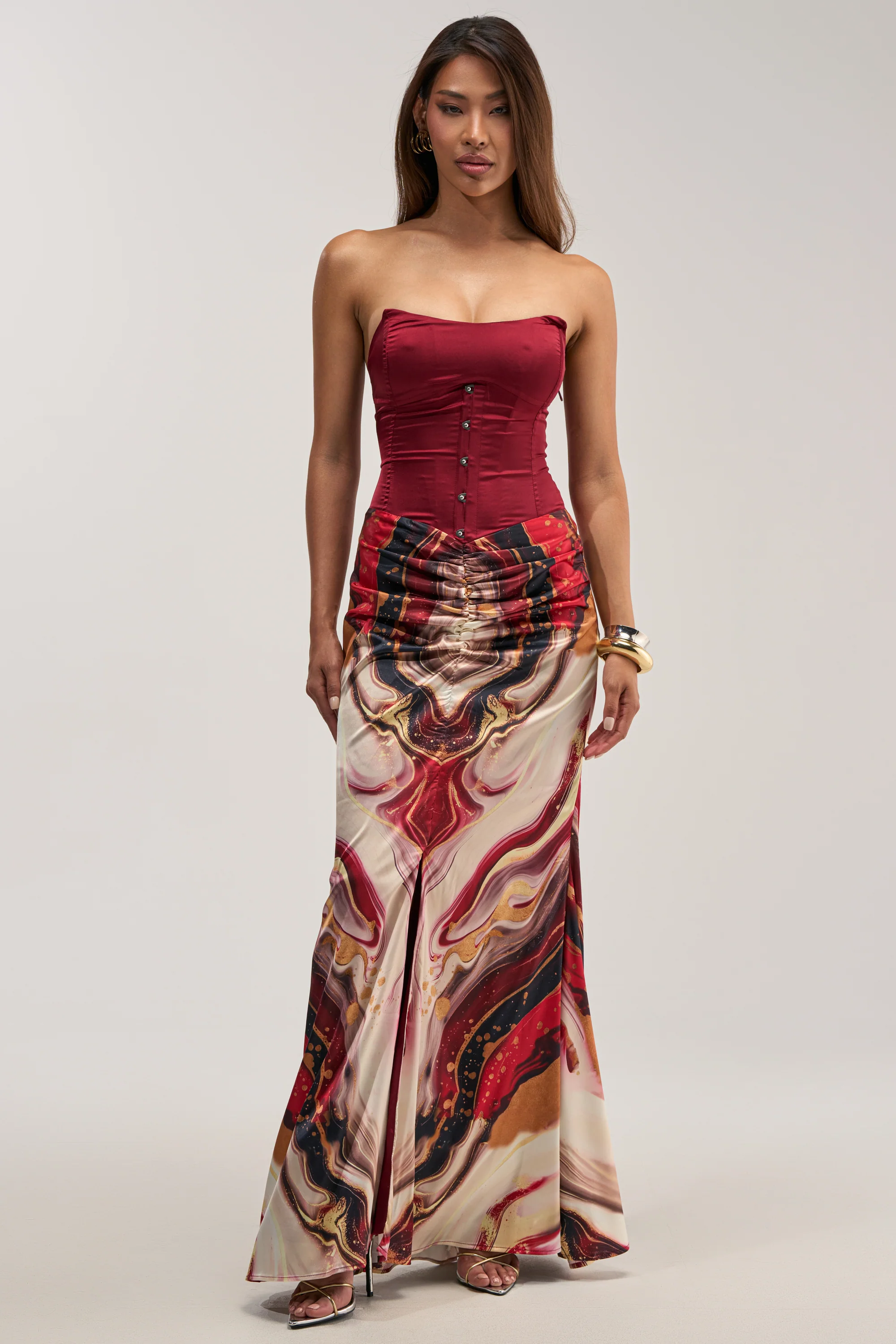 SAMARA ABSTRACT MAXI DRESS IN RED MULTI - Akira Store