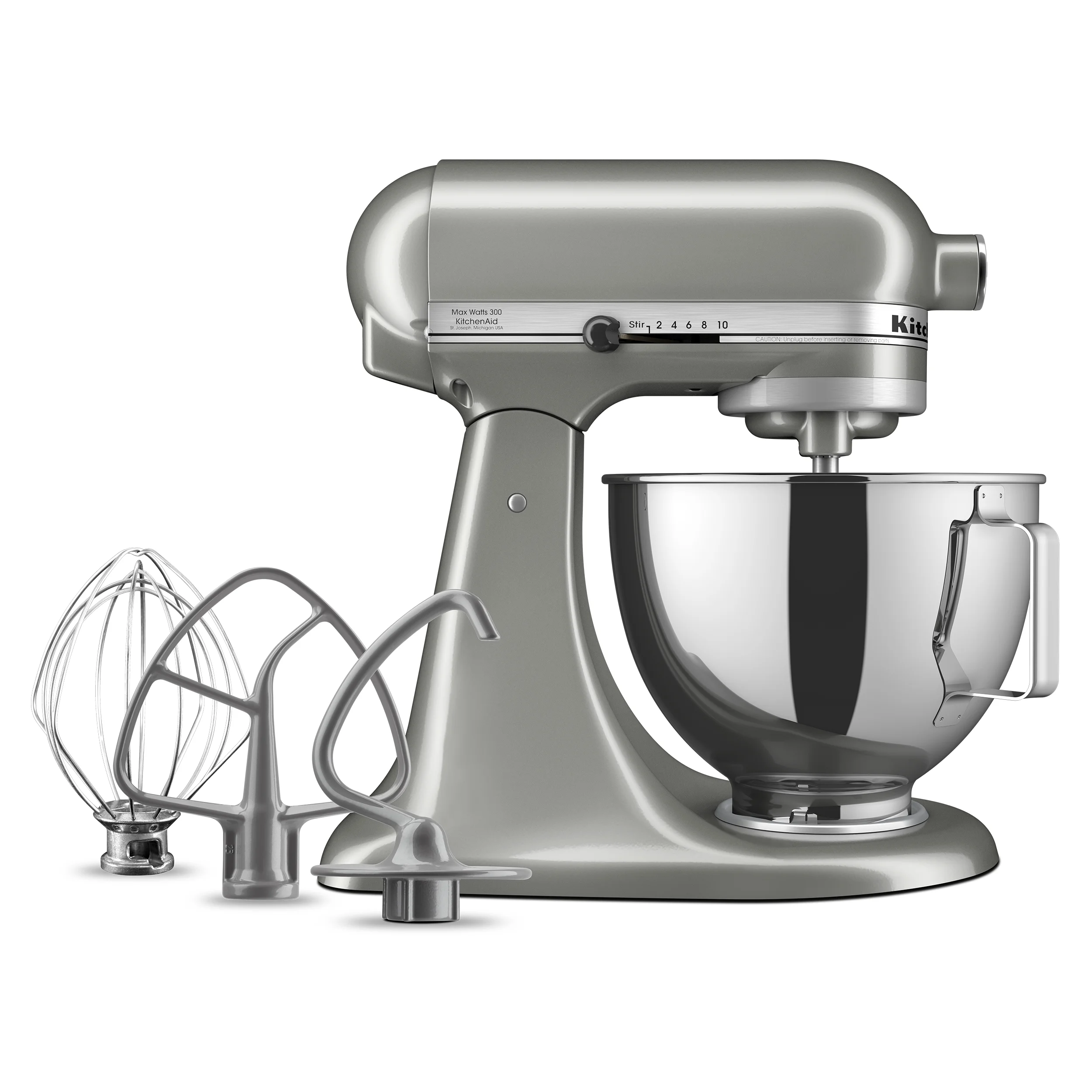Deluxe Series 4.5 Quart Tilt-Head Stand Mixer with Stainless Bowl, Contour Silver, KSM97CU(Contour Silver) - Image 4