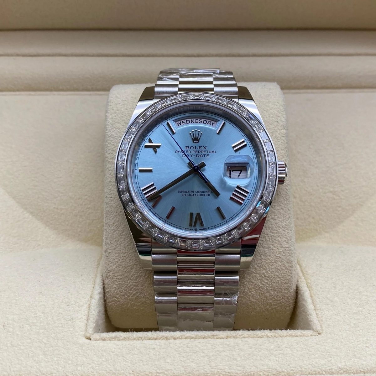 [Super Clone]RLX Day-Date 40mm 228396TBR-0030 Ice Blue Roman Dial
