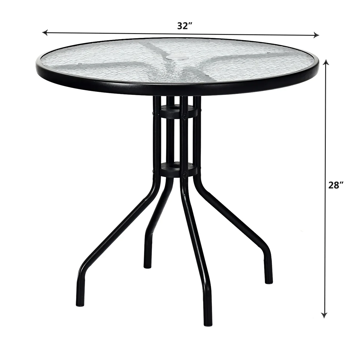 Patiojoy 32 Round Garden Bar Glass Table Patio Umbrella Deck Outdoor Furniture