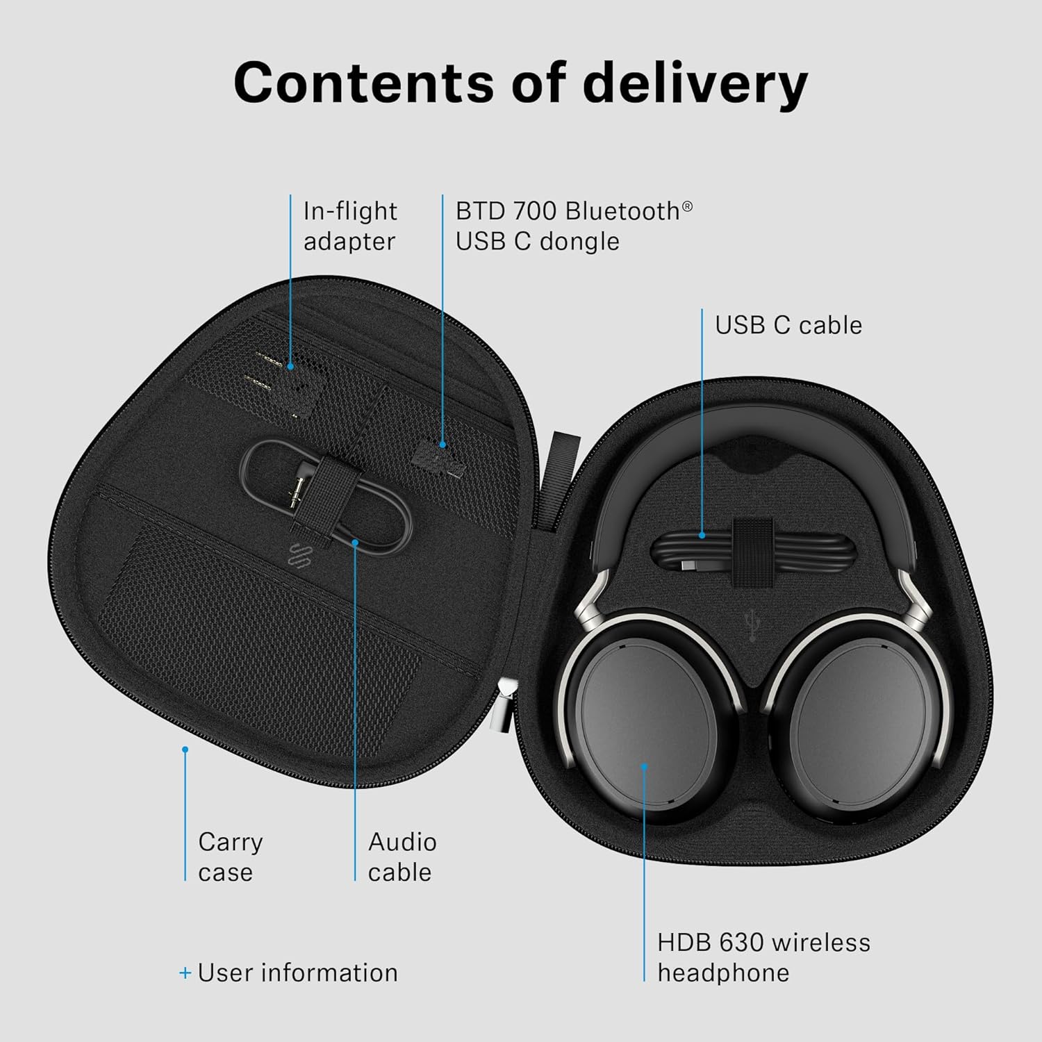 Sennheiser HDB 630 Wireless Over-Ear Headphones - Hi-Res Audiophile Sound  Adaptive Noise Cancellation  Parametric EQ  60 Hour Battery Life  Includes USB-C Low-Latency Bluetooth Adapter - Black