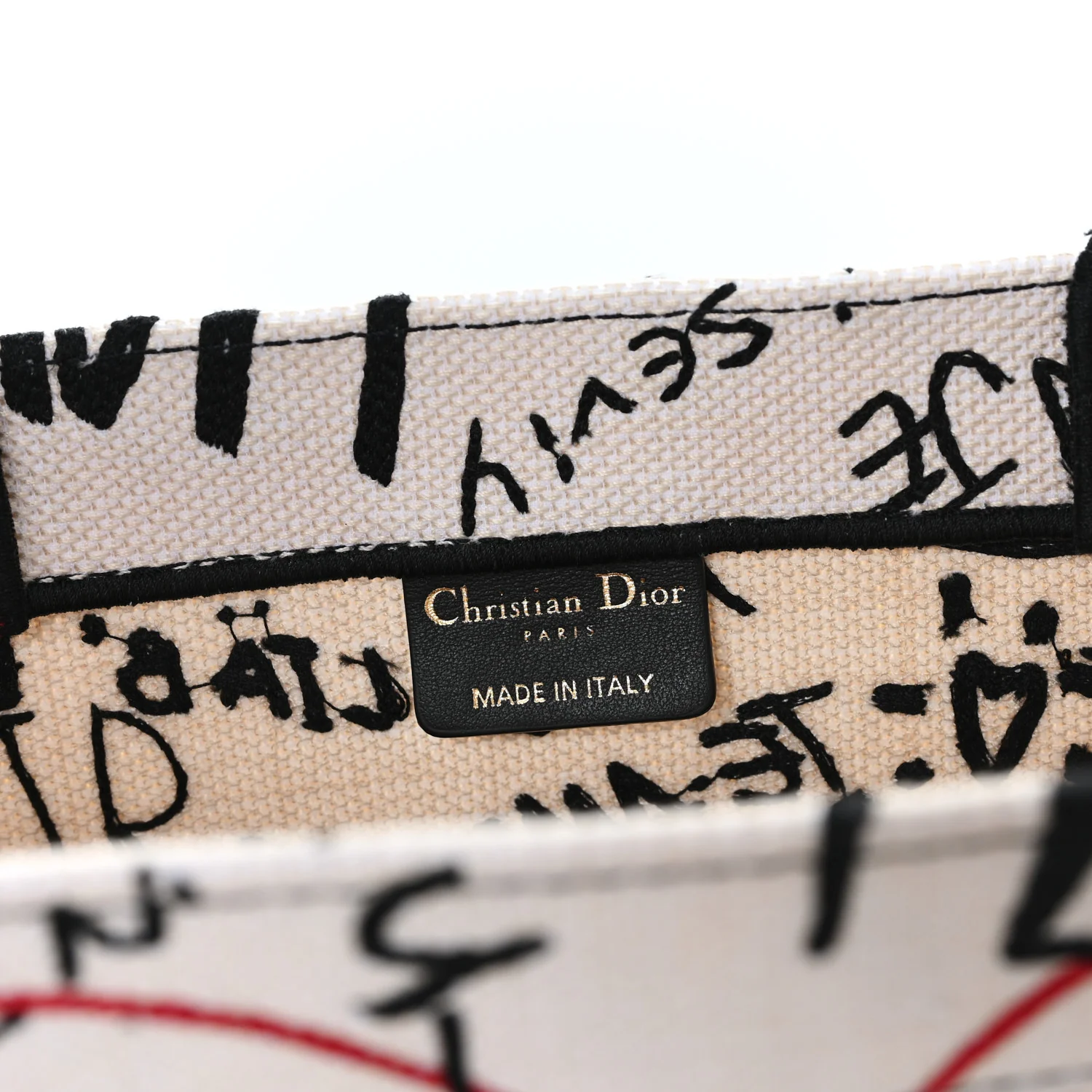 Canvas Embroidered Medium Dioramour Graffiti Book Tote Latte Multicolor