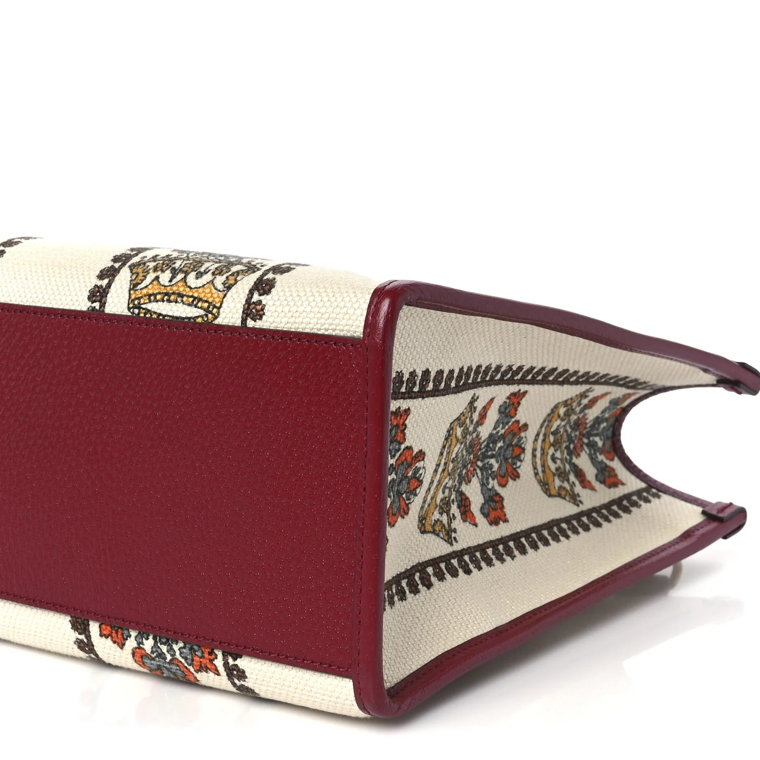 Canvas Jacquard Calfskin 100 Centennial Music Small Tote Bag Ivory Red