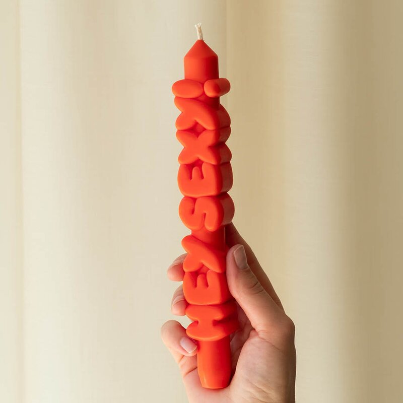 3D kronelys 23 cm HEY SEXY! oransje