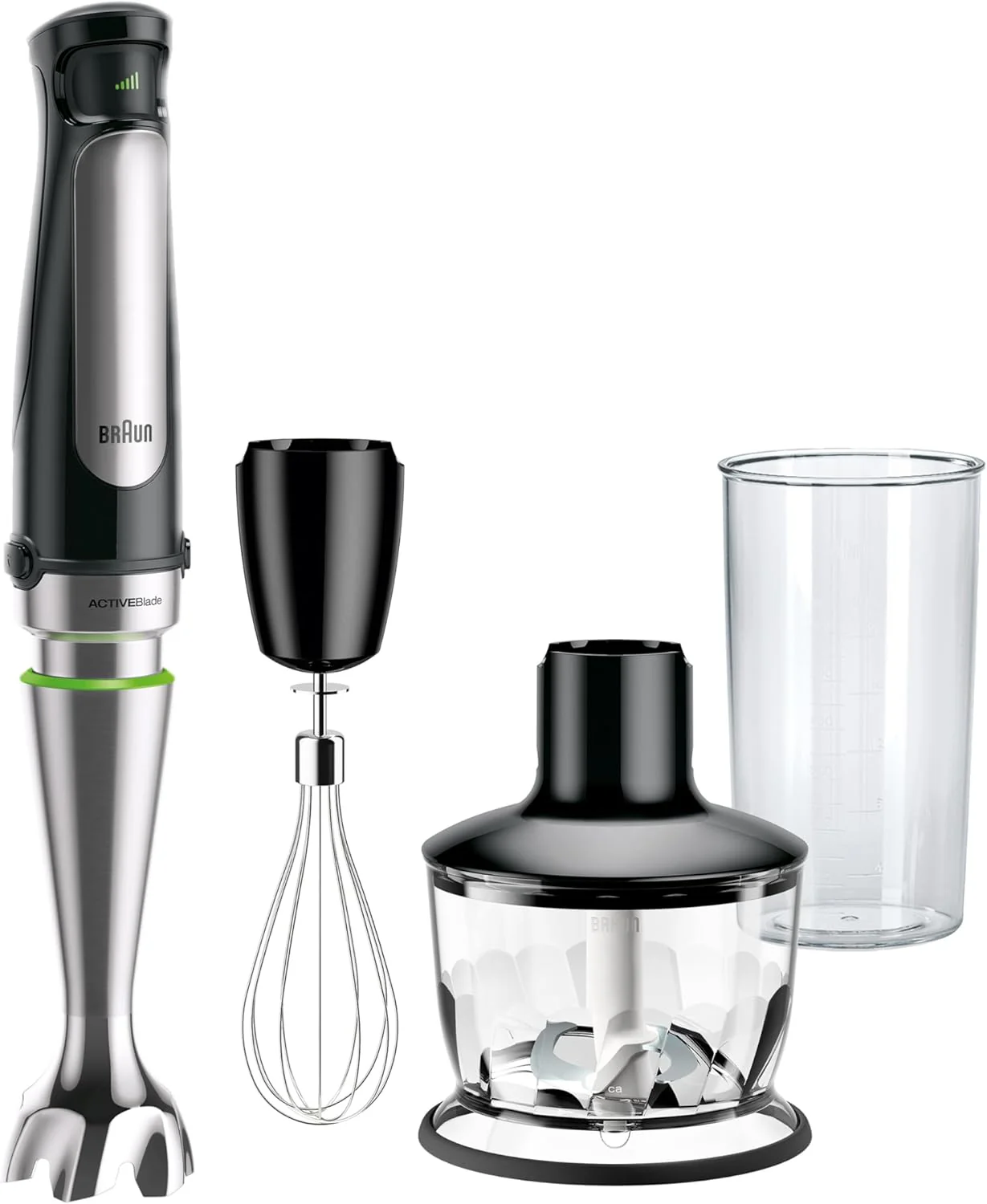 Mixeur plongeant 3 en 1 Braun MultiQuick 7 avec robot culinaire intégré – Puissant mixeur plongeant électrique portatif – Émulsificateur pour hacher, battre et fouetter – Idéal pour les soupes, les purées, les smoothies et bien plus encore