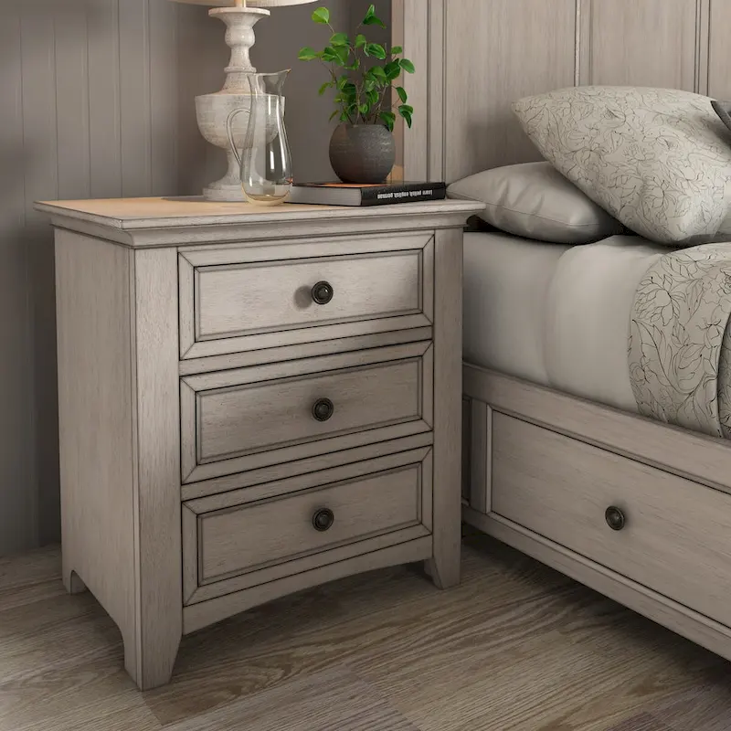 iNSPIRE Q Classic Ediline 3-Drawer Wooden Nightstand with Charging Station