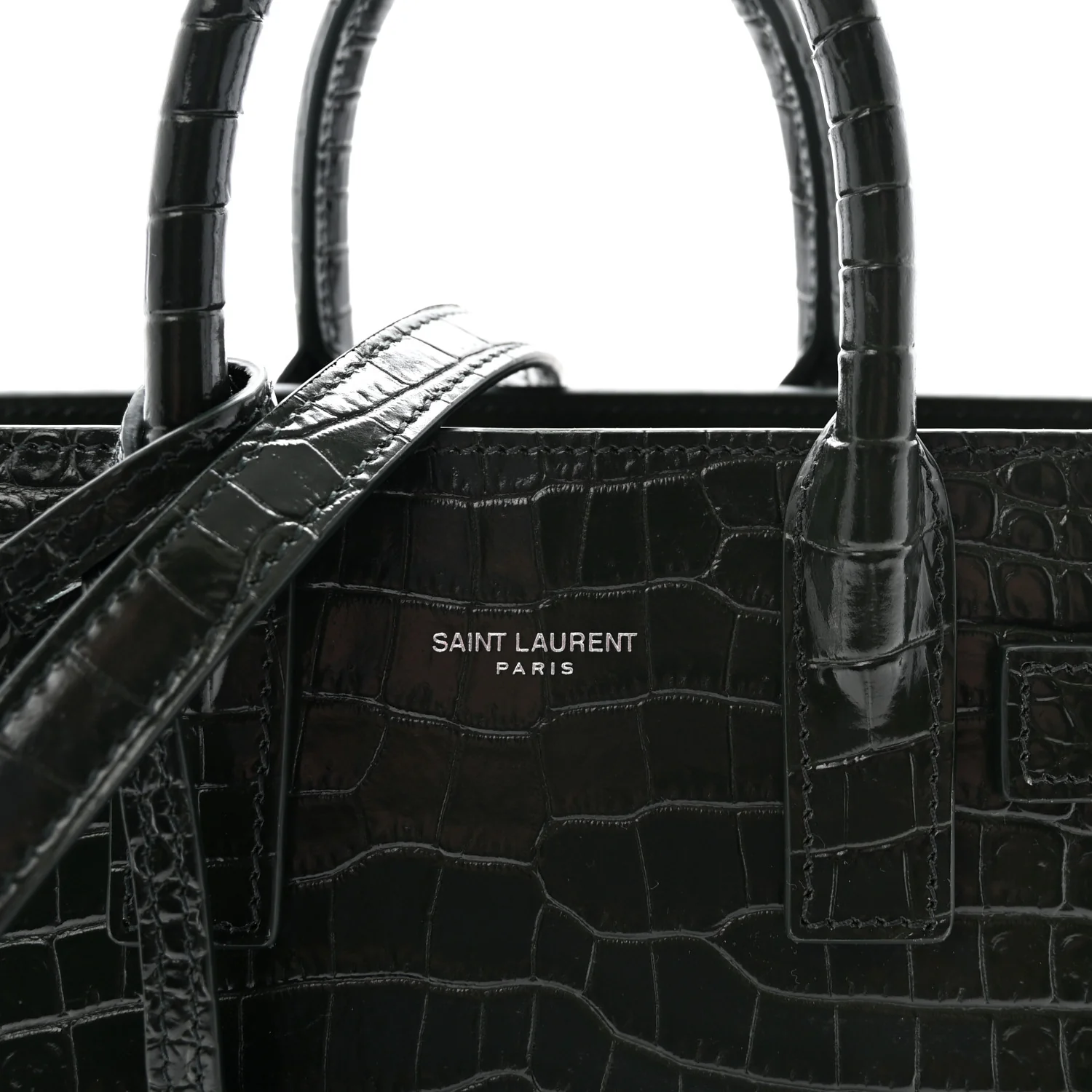 Calfskin Crocodile Embossed Nano Sac De Jour Dark Green