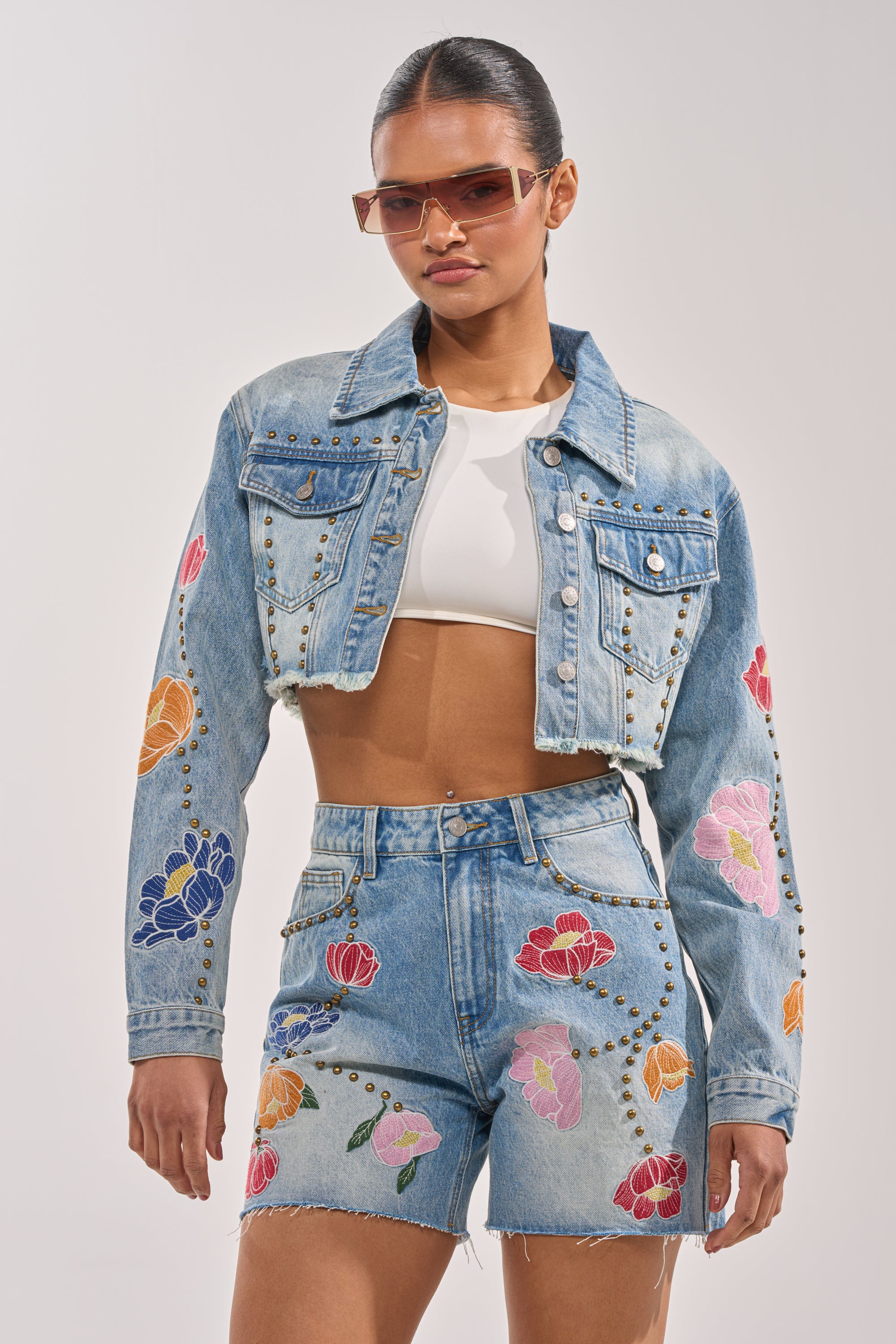 LOTTIE EMBROIDERED DENIM JACKET - Akira Store