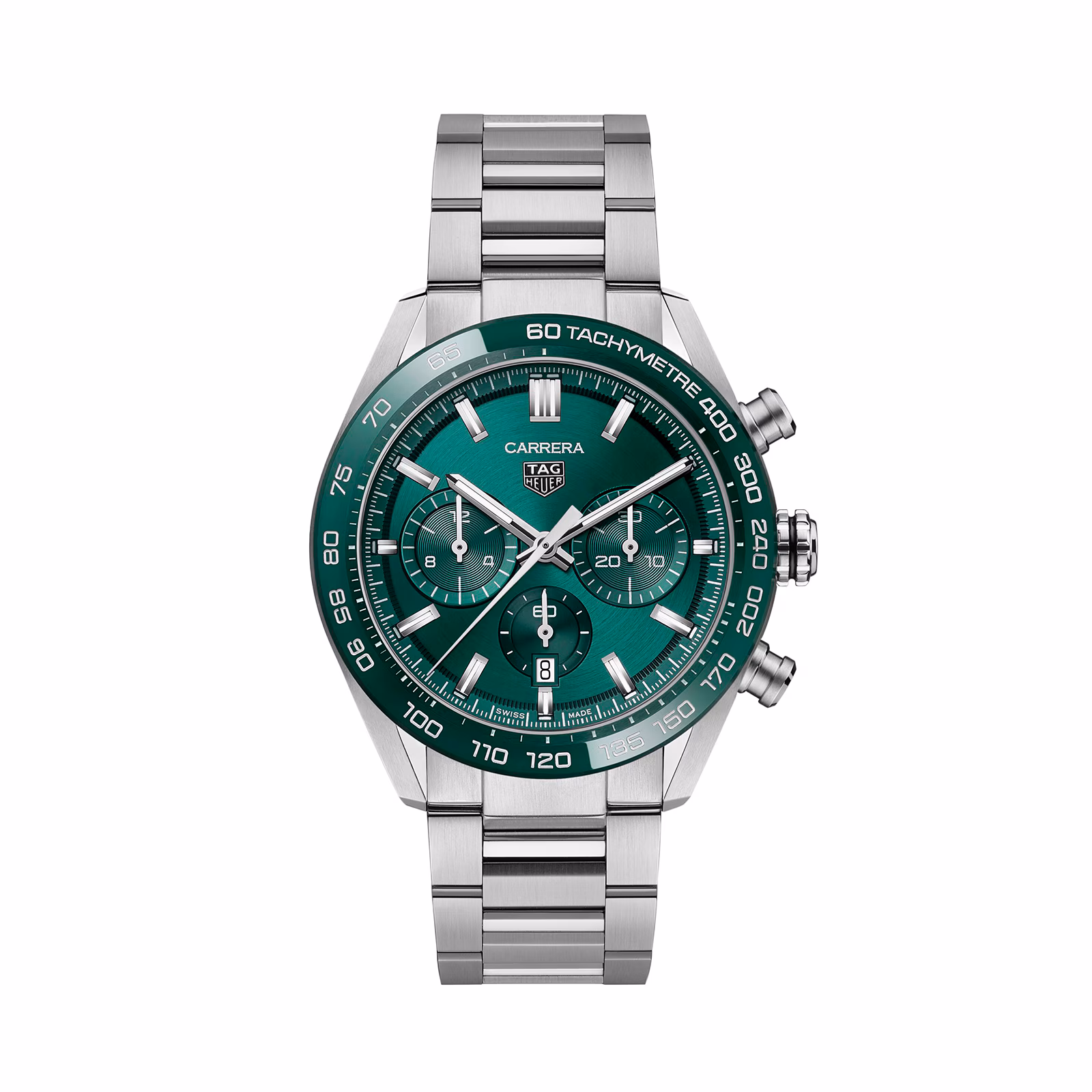 【Super Clone】TAG Heuer Carrera Chronograph 44mm Mens Watch Green Stainless Steel CBN2A1N.BA0643