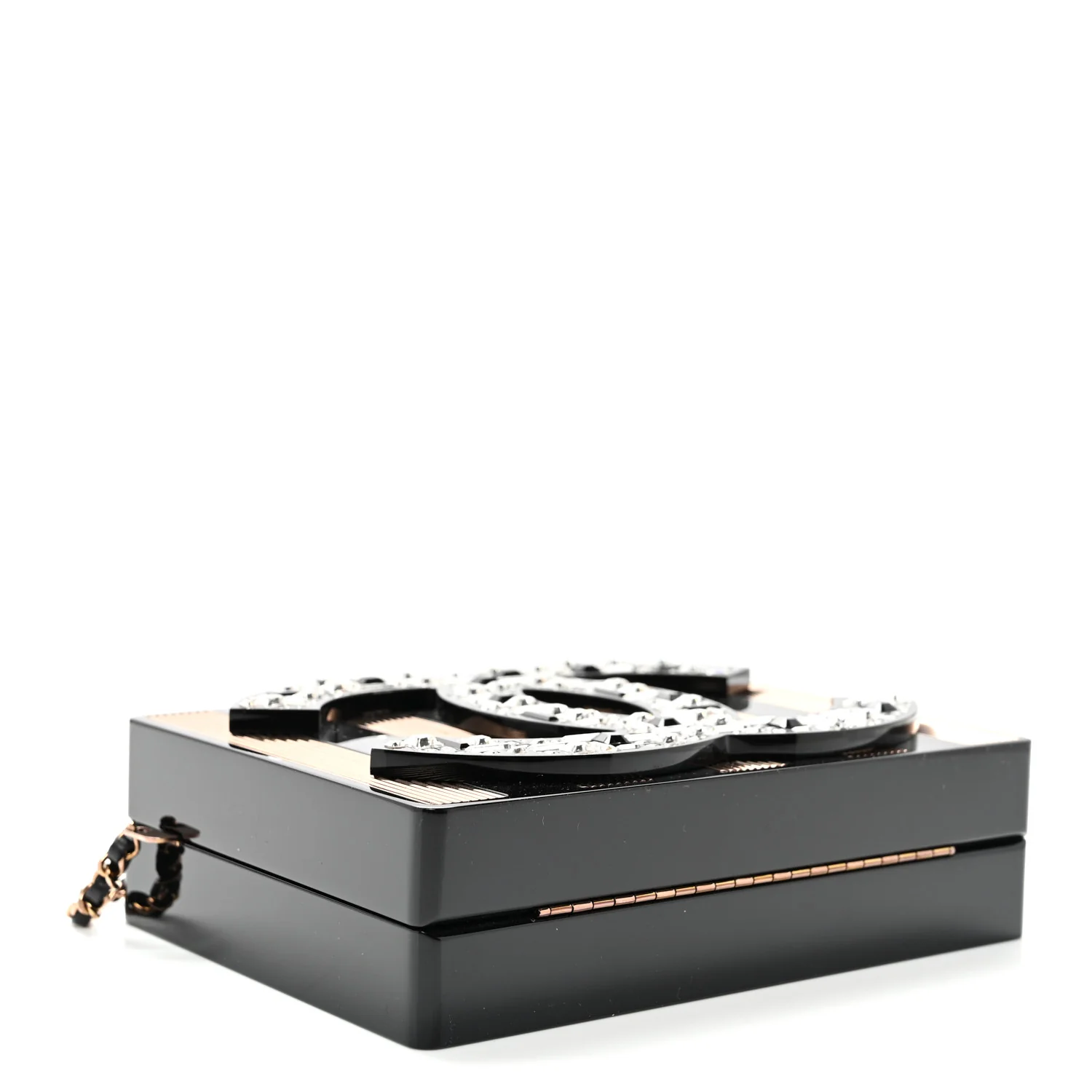 Plexiglass Crystal CC Minaudiere Clutch Black Copper