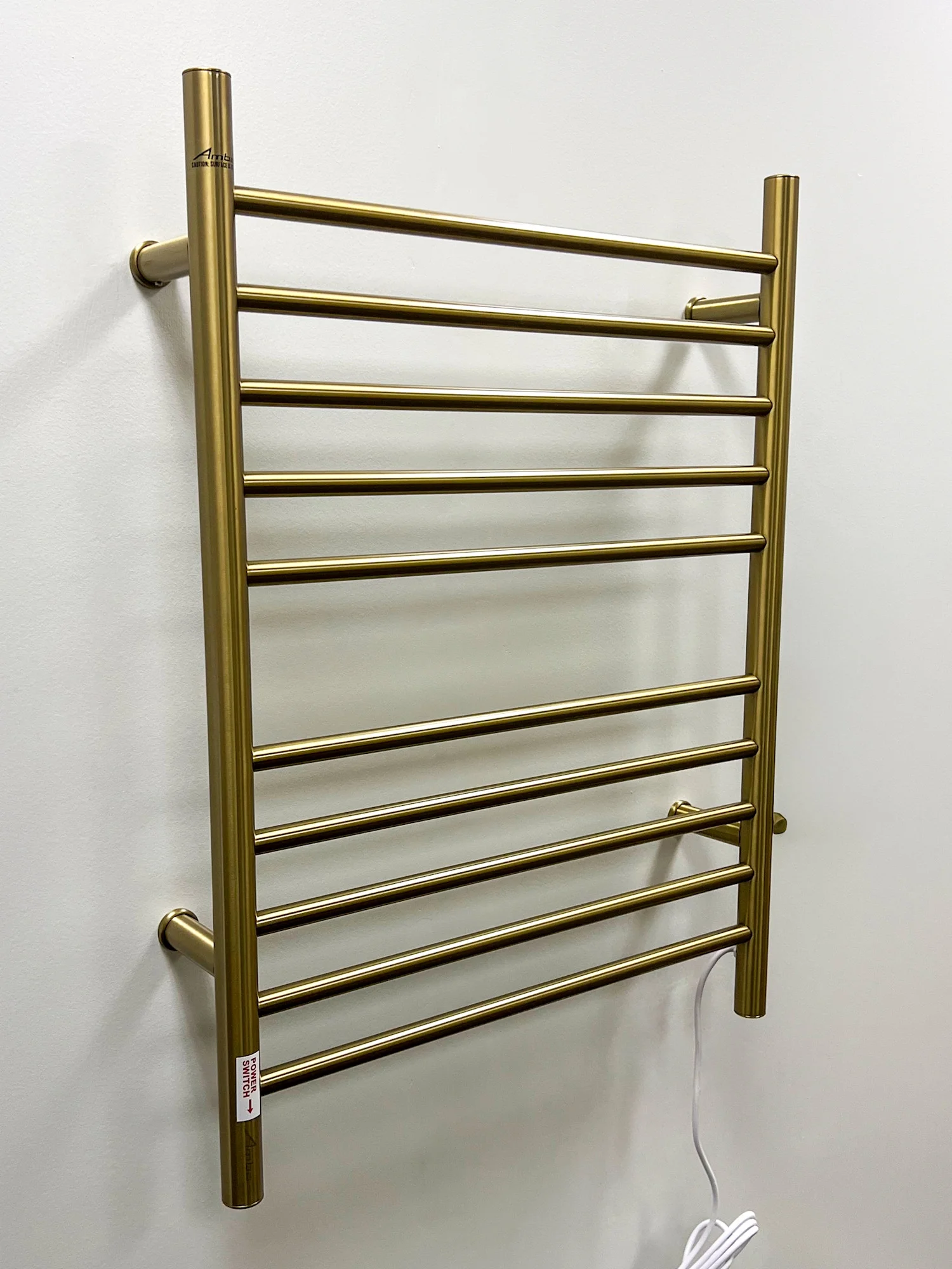 Amba Products 33.5" Gold Hardwired Straight 10 Polished Bar Towel Warmer