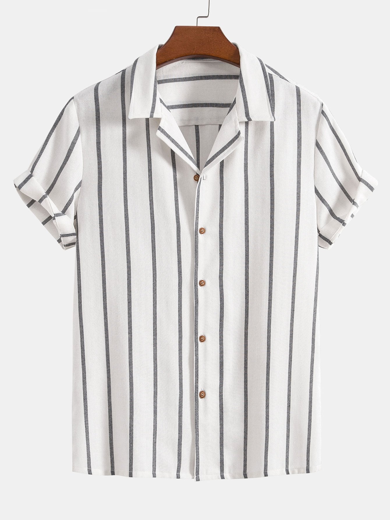 Chemise cubaine rayée en mélange de coton