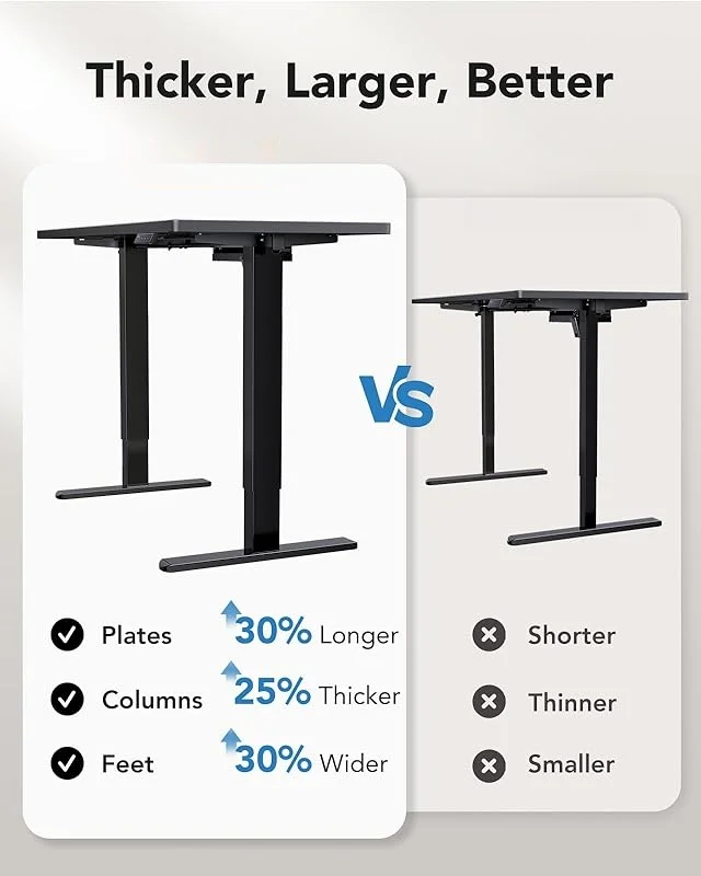 48 x 24 inch Electric Standing Desk, Height Adjustable Table with Headphone Hooks Cable Manager, Sit to Stand up Desk for Home Office, Vintage Brown(48" x 24"/Black) - Image 5
