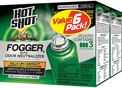 Hot Shot Fogger with Odor Neutralizer, 2 Oz Cans (6 Count), 2 Pack| Kills Hidden Bugs on Contact, Use in Apartments, Homes, Attics, Basements, Cottages & More, Treats 2,000 Square FeetFt., Non-Staining