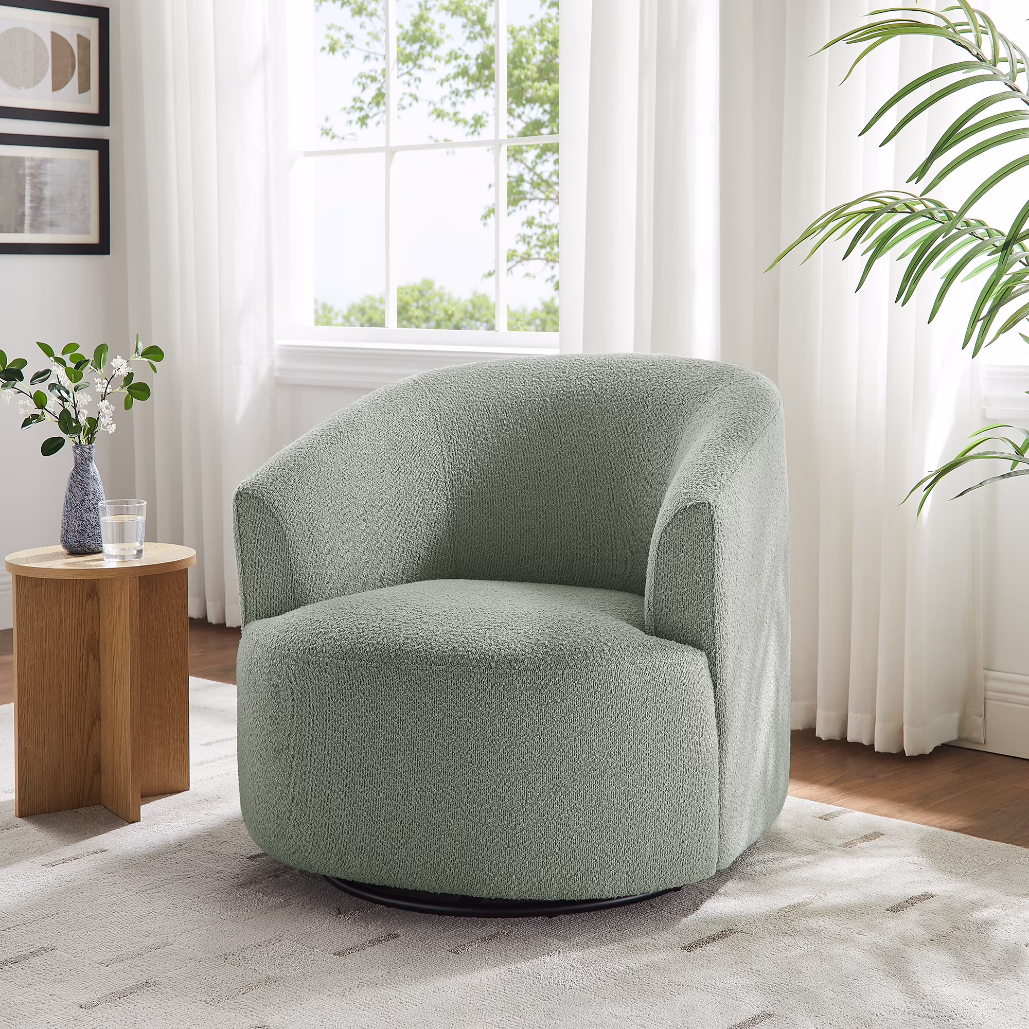 Boucle Swivel Accent Chair, Taupe(Taupe) - Image 5