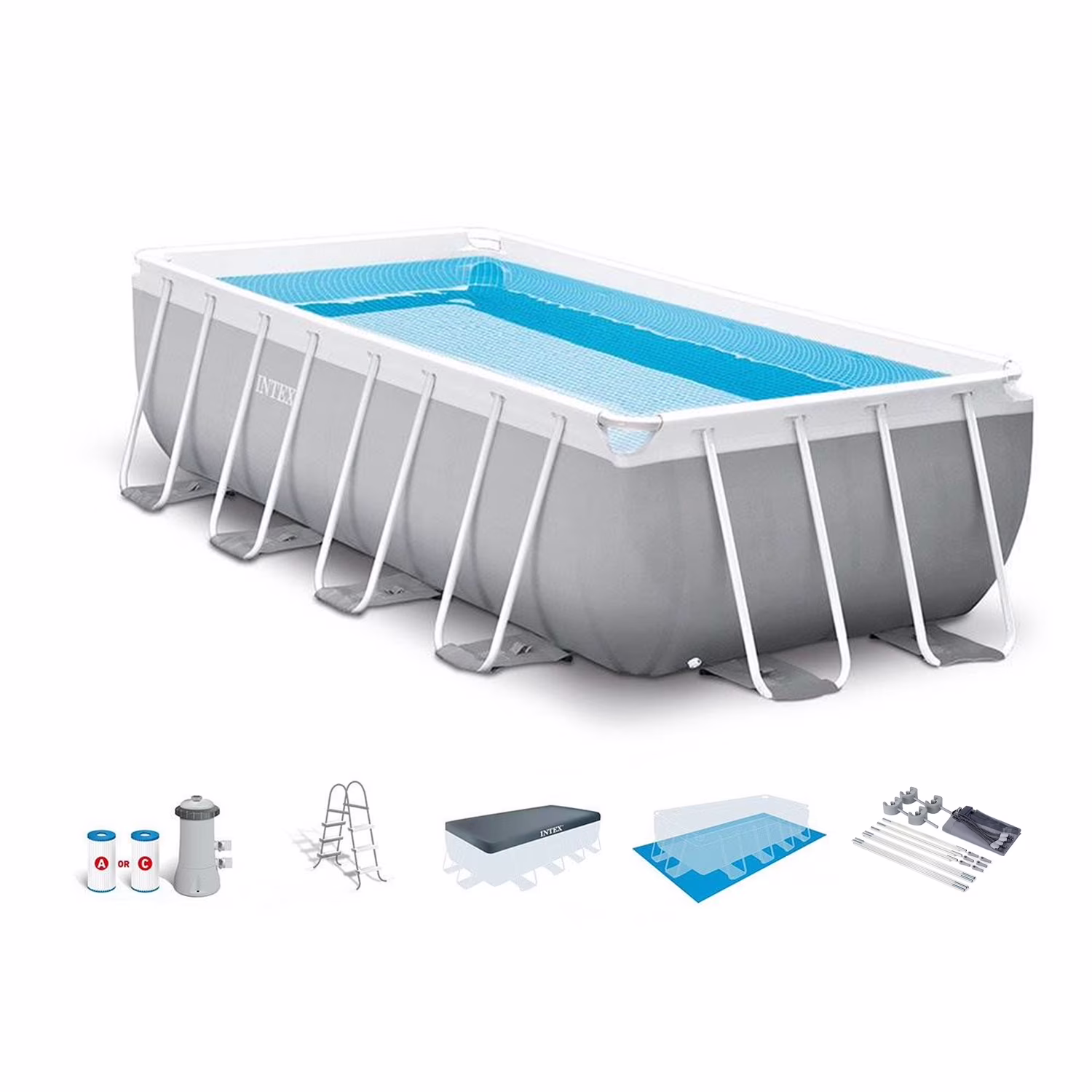 16' x 42" Frame Rectangular Above Ground Swimming Pool Set w/ Canopy