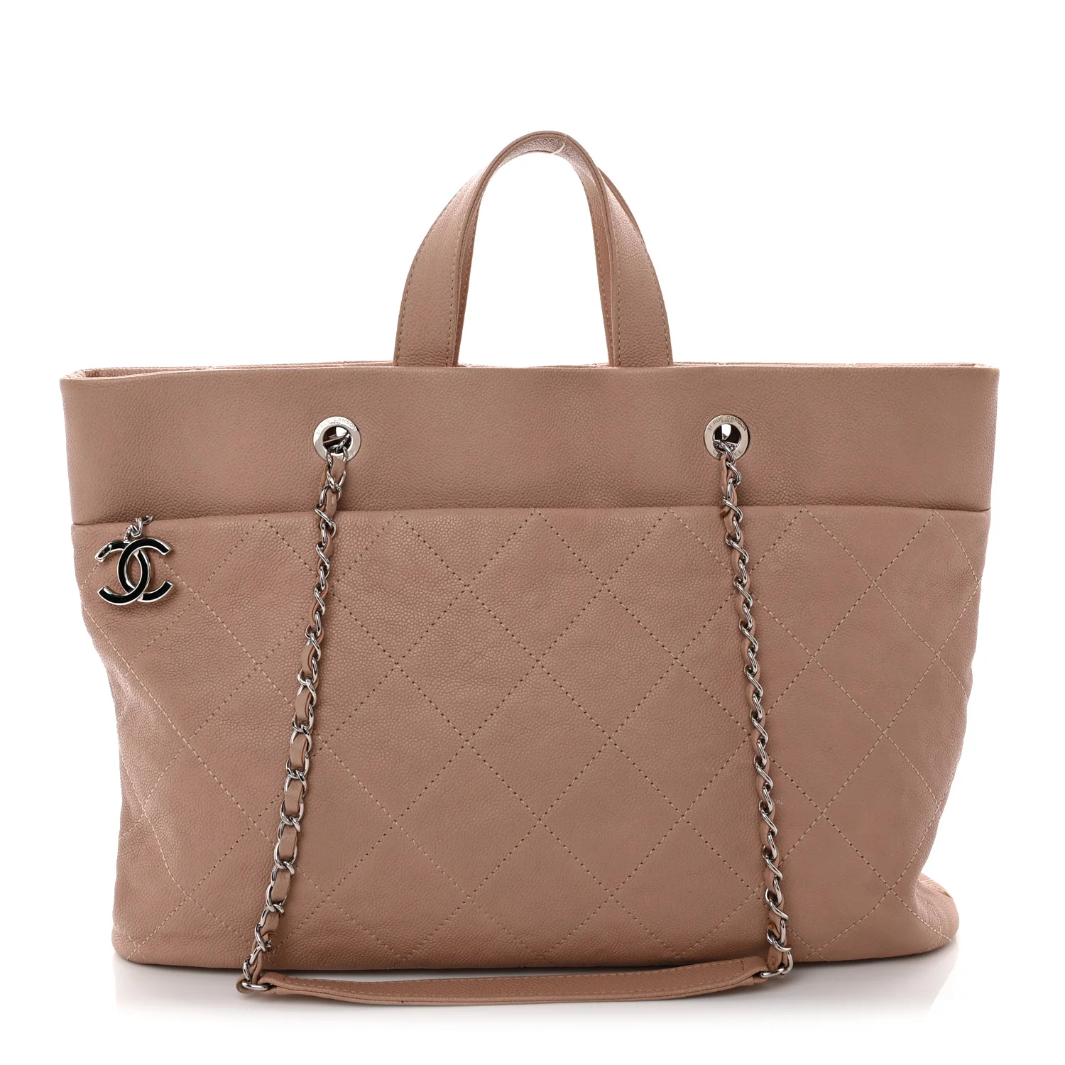 Caviar Quilted Shopping Tote Pink
