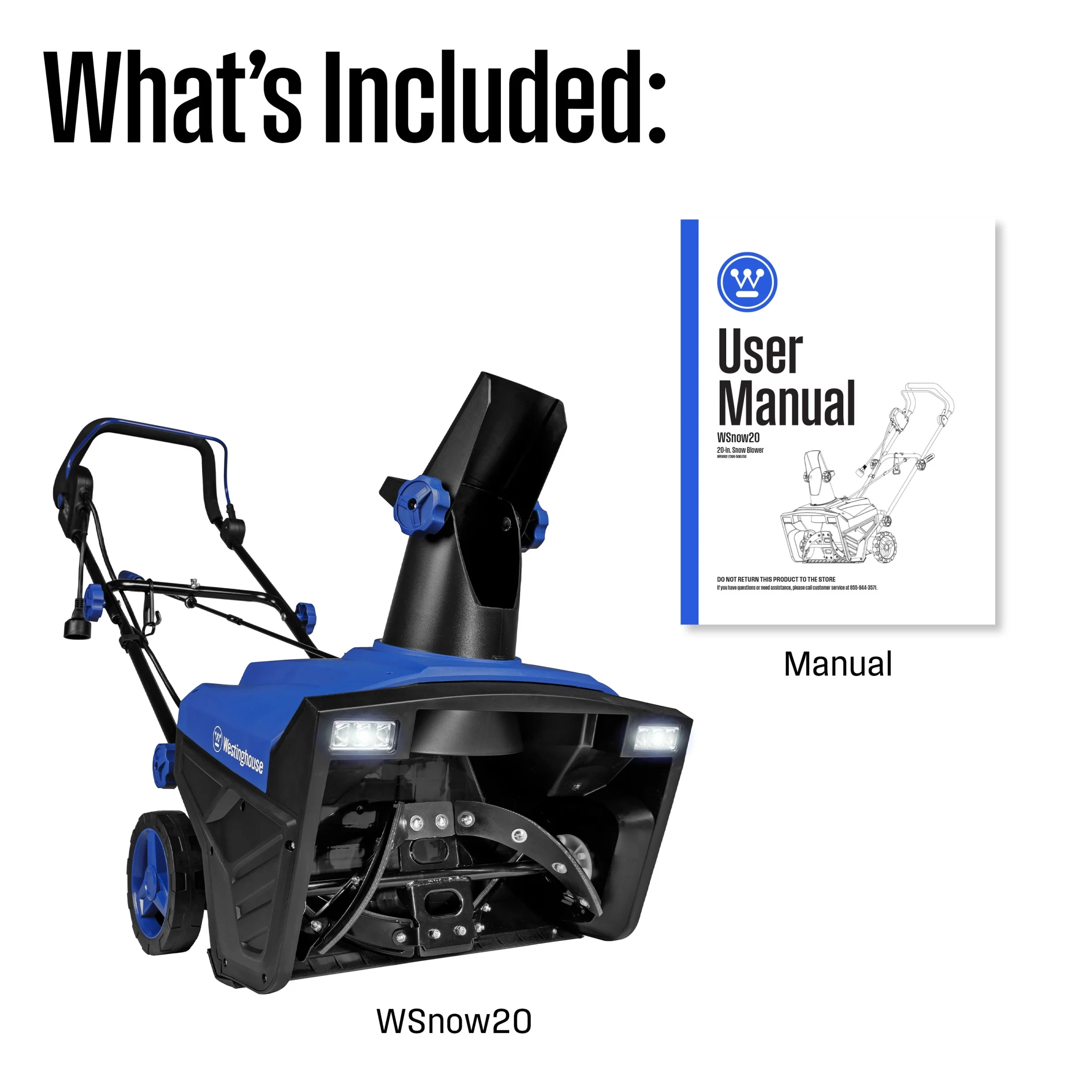 WSnow20 Corded Snow Blower 20 Inch, Steel Auger, Dual LED Lights, 1800 Watt Motor, Electric Snow Blower with 25ft Throwing Distance, Plows 680lbs/min, Adjustable Chute Image 4