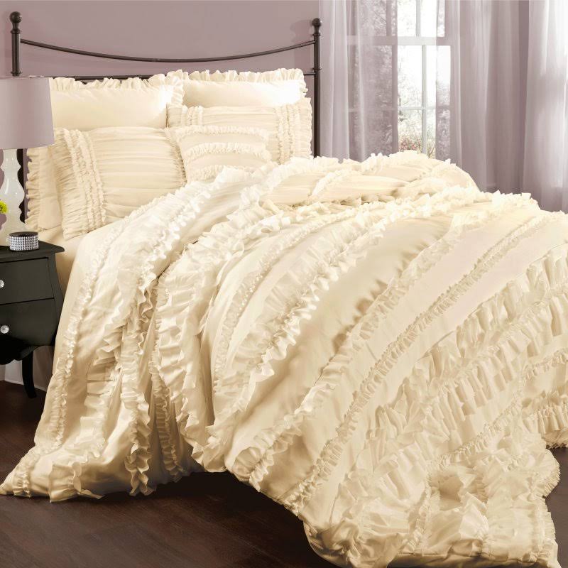 Lush Decor Belle 4-Piece Comforter Set, Ivory, King