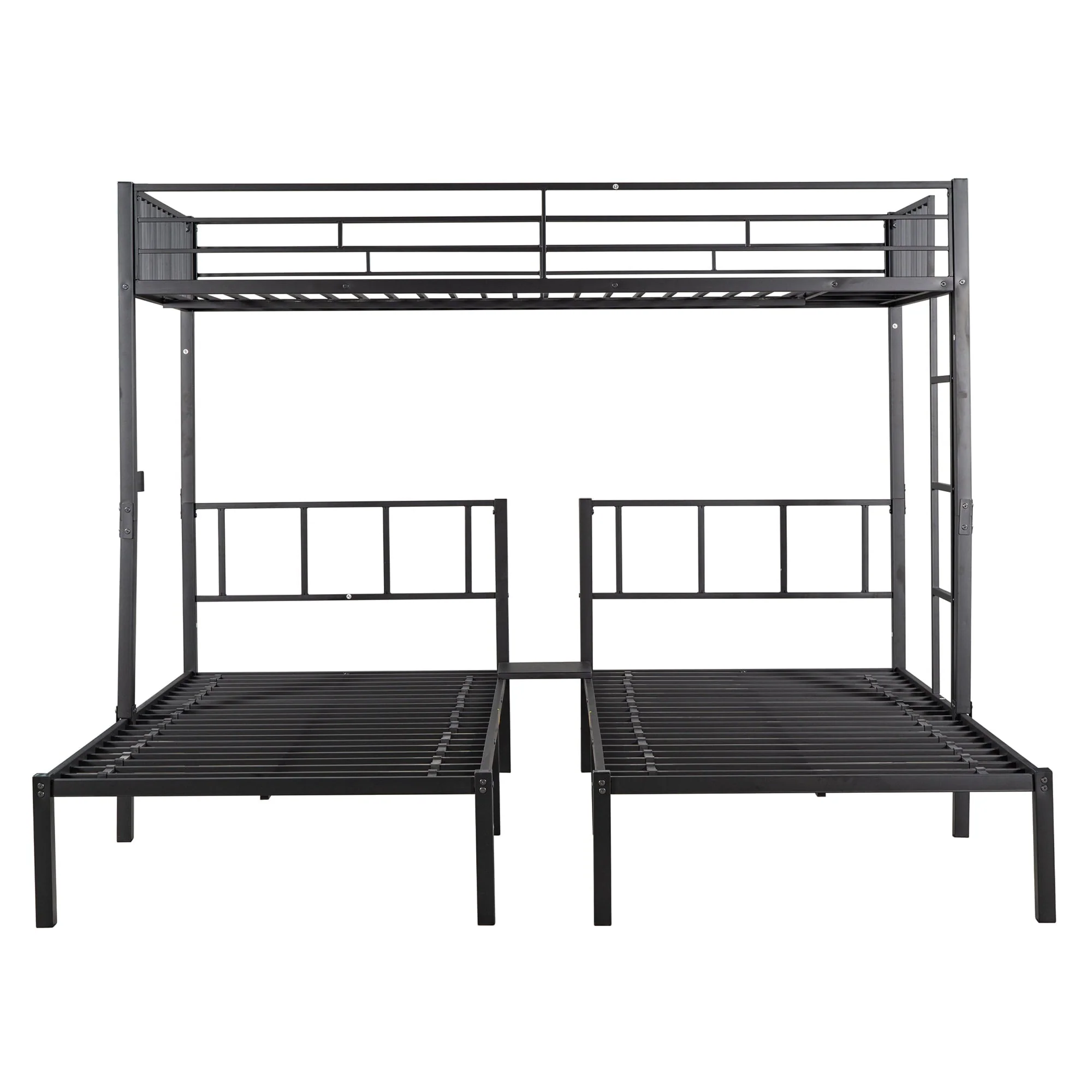 Triple Metal Bunk Bed Twin over Twin with Ladder for Kids, Boys Girls, Convertible Bunk Set, Black Image 10
