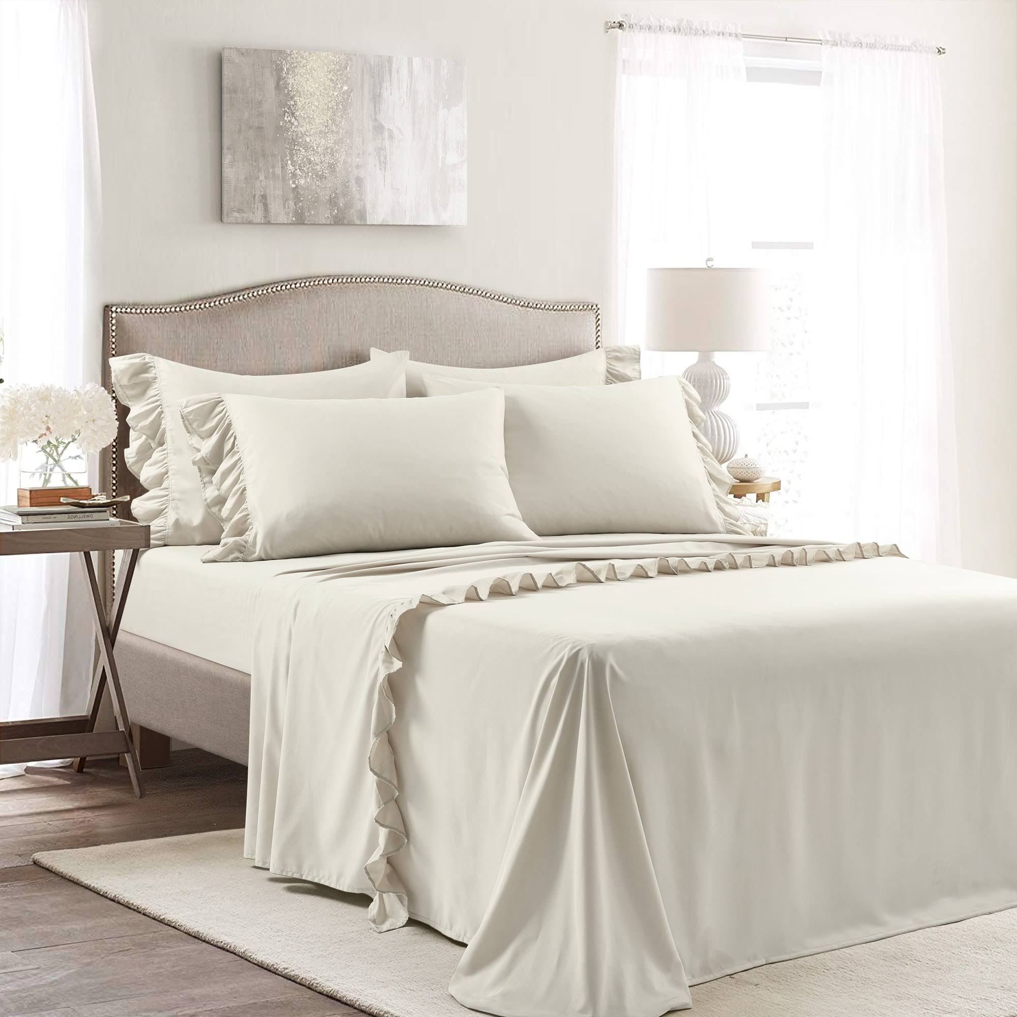 Lush Decor Reyna Ruffle Sheet Set - Queen - Wheat