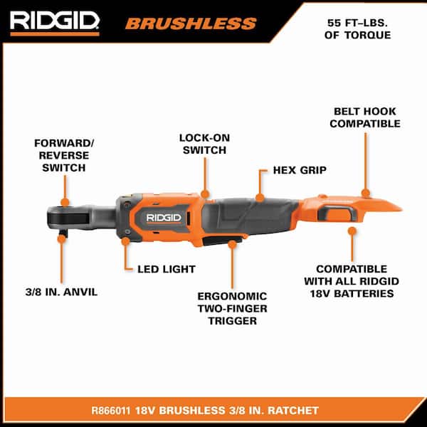 18V Brushless Cordless 3/8 in Ratchet (Tool Only) Image 3