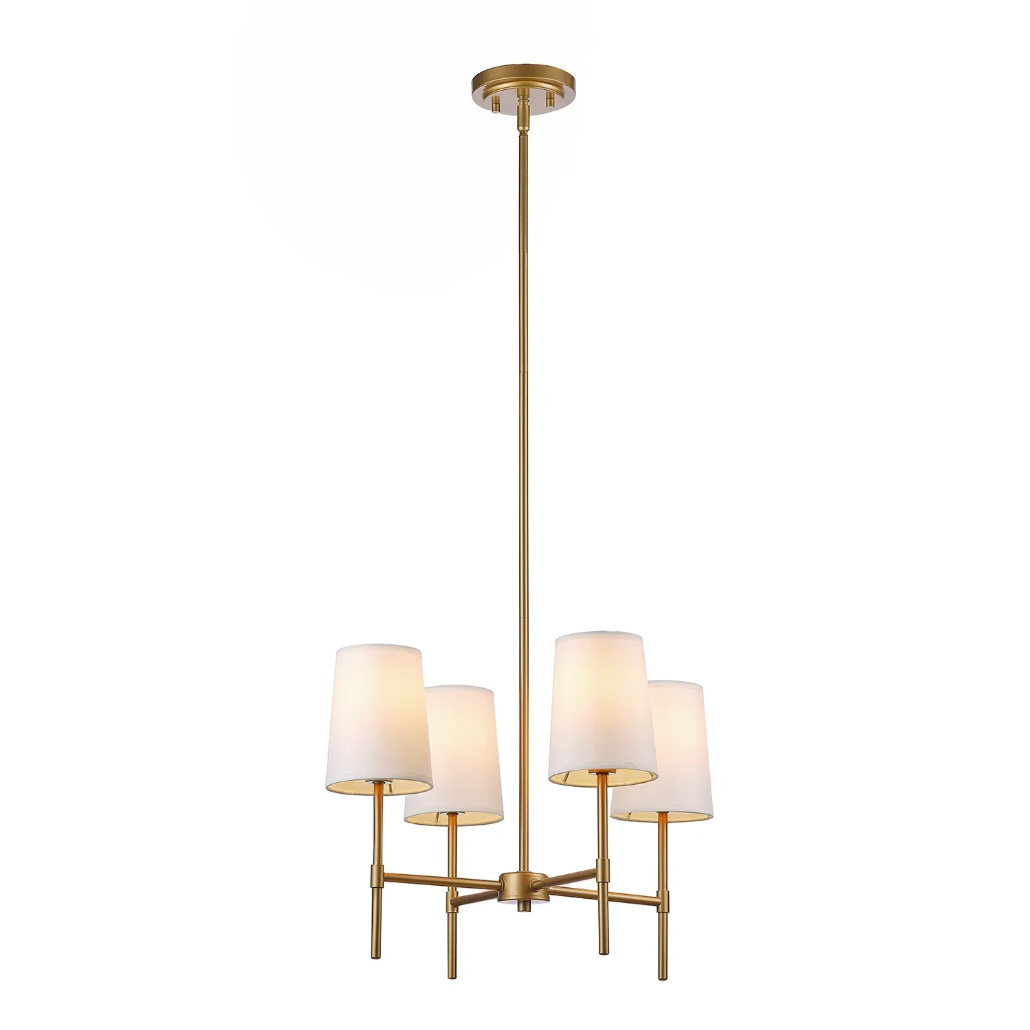Better Homes & Gardens Meadowood 4-Light Chandelier, Matte Black Finish, White Fabric Shades, LED Bulbs Included