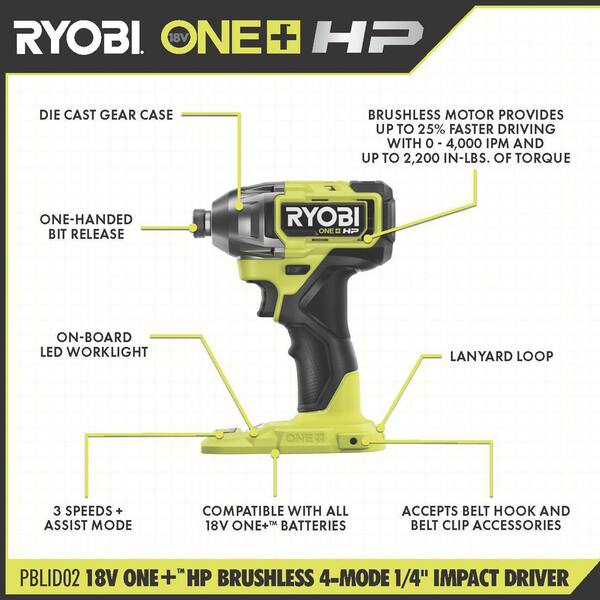 ONE+ HP 18V Brushless Cordless 5 Tool Combo Kit with Batteries, Charger, Bag, and LINK Rolling Tool Box Image 4