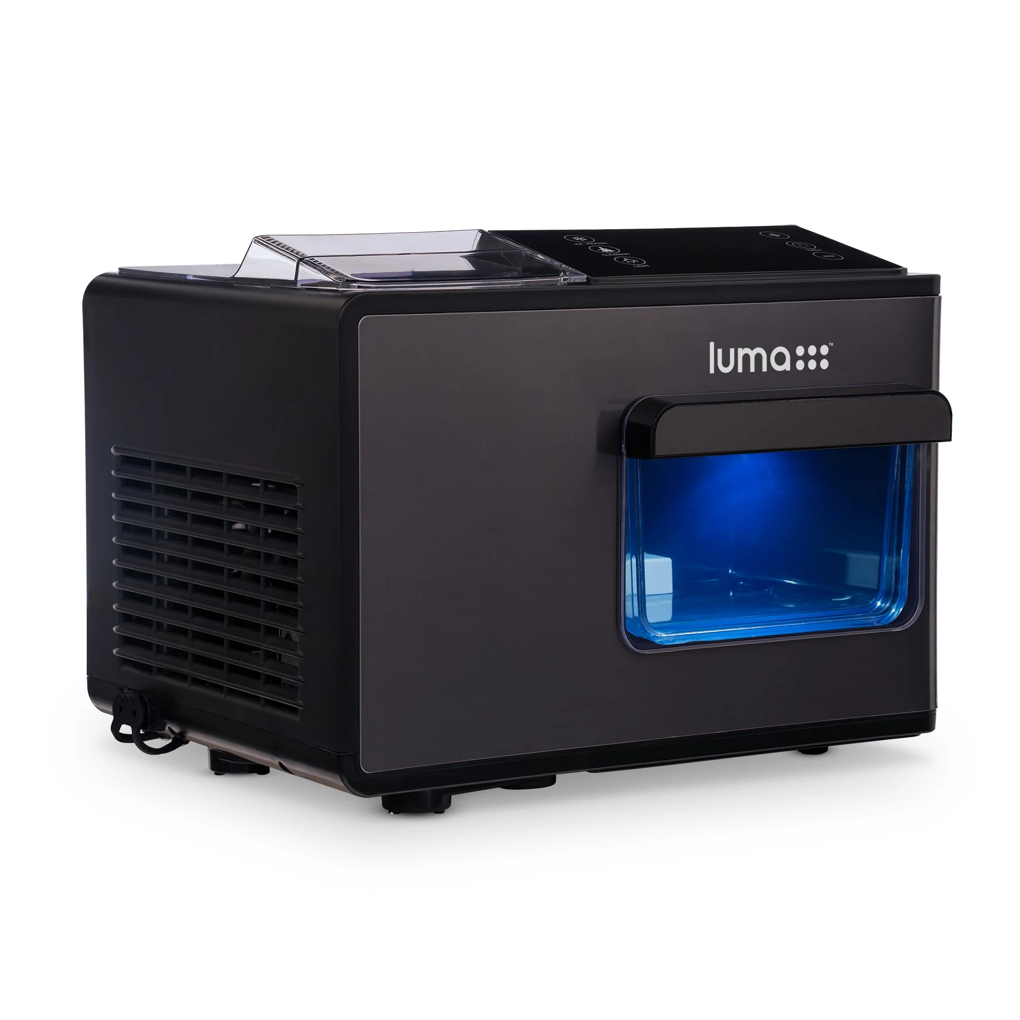 Luma Countertop Ice Maker. Nugget Ice, 44 lbs/day - Black Stainless Steel