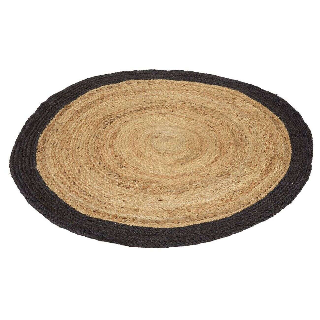 Tapis rond jute naturel contour noir