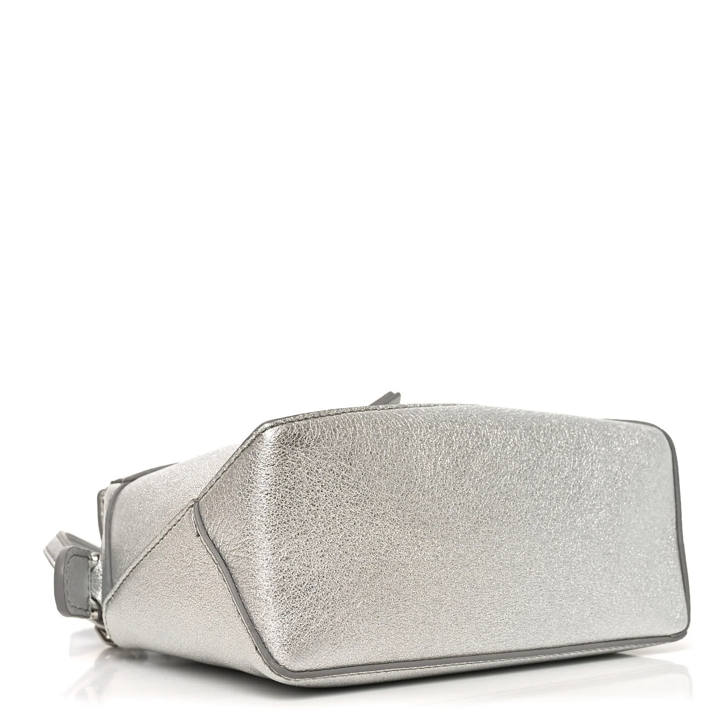 Laminated Lambskin Mini Puzzle Edge Bag Silver