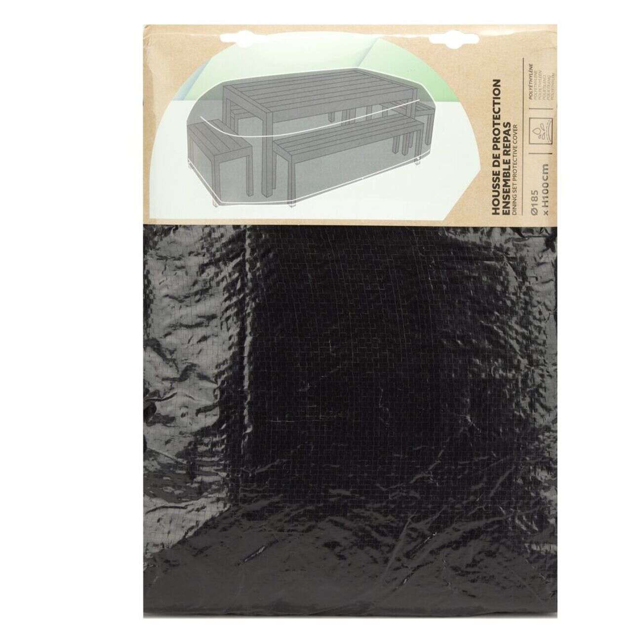 Housse de protection salon de jardin noir Ø185xH100cm