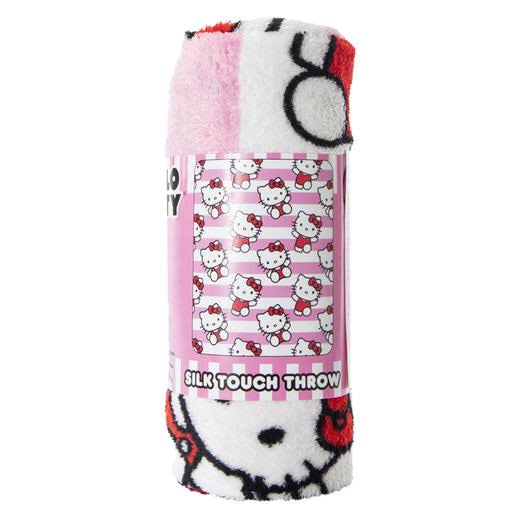 Hello Kitty Silk Touch Pink White Stripe Throw Blanket - 40in. x 50in.