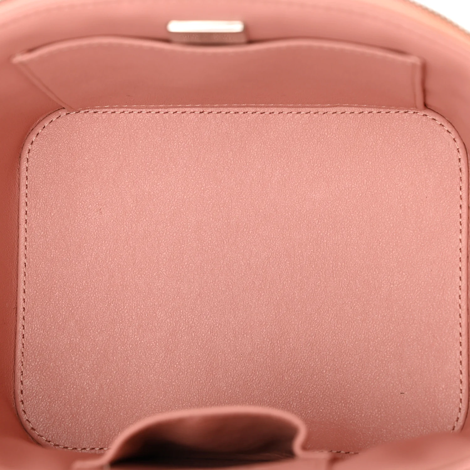 Lambskin Quilted Top Handle Vanity Case With Chain Light Pink