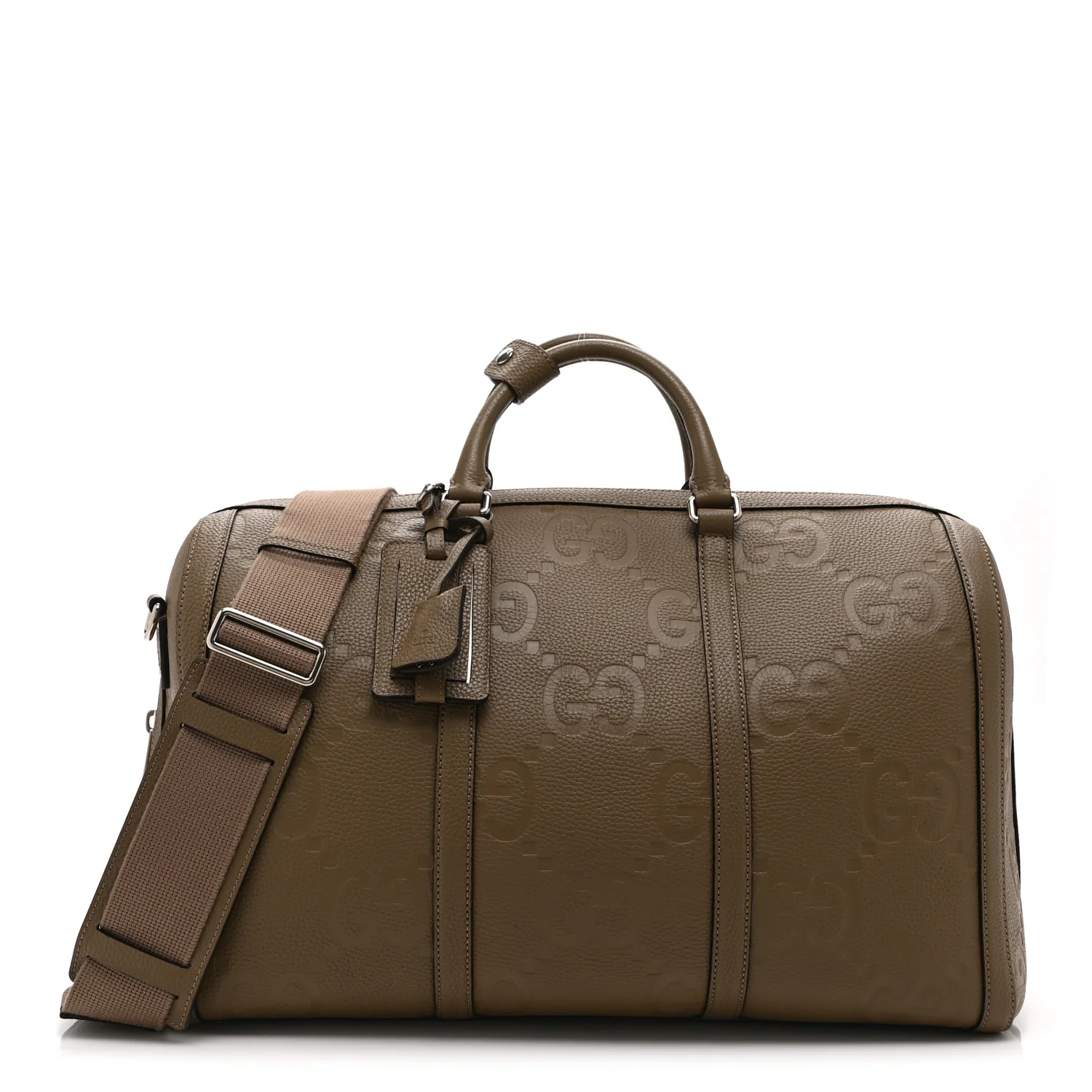 Piuma Calfskin Jumbo GG Embossed Large Duffle Bag Good Taupe