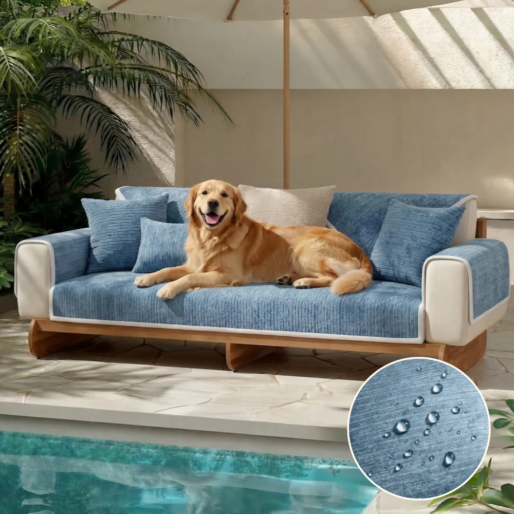 Waterproof Antimicrobial Simple Chenille Fabric Anti-scratch Outdoor Couch Cover
