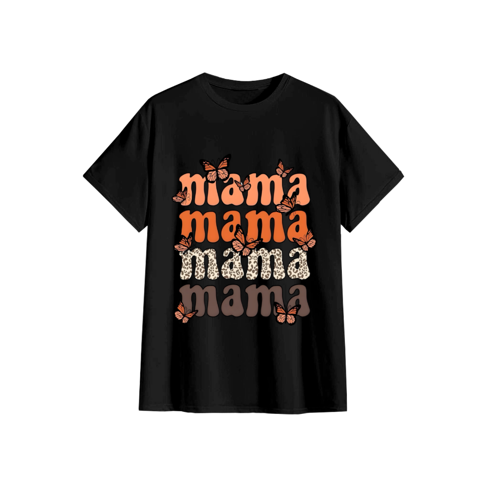 The Versatile Mom - Layered Leopard Print Butterfly Theme T-Shirt - wanlinfang