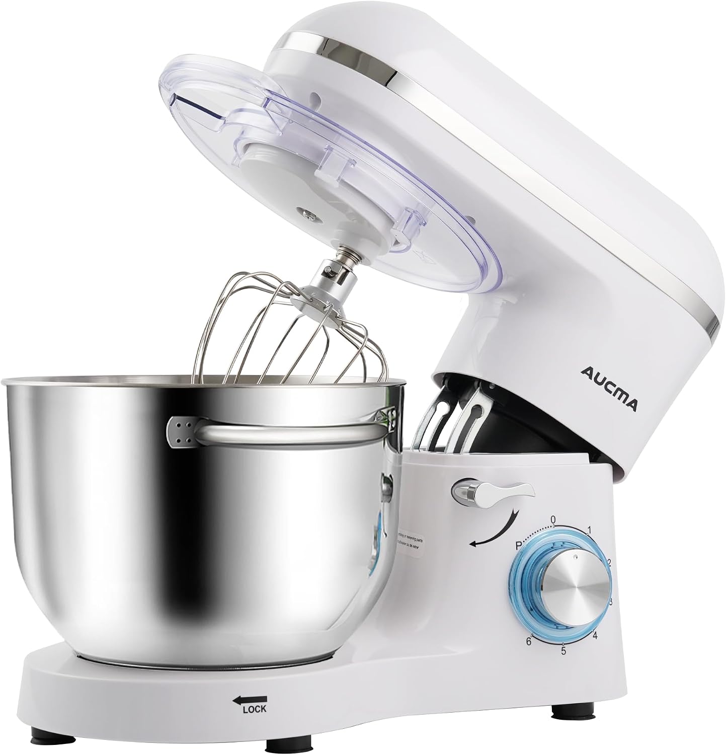 Aucma Stand Mixer, 6.5-QT 660W 6-Speed Tilt-Head Food Mixer, Kitchen Electric Mixer with Dough Hook, Wire Whip & Beater (Black, 6.5QT)