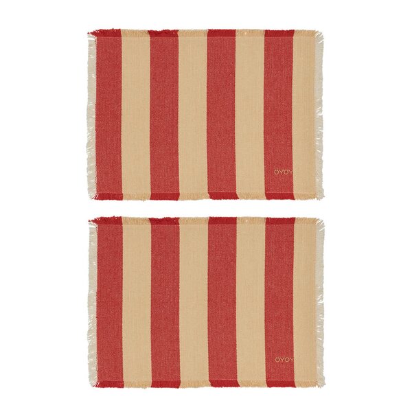 Toppu bordbrikke 48x36 cm 2 stk red/offwhite