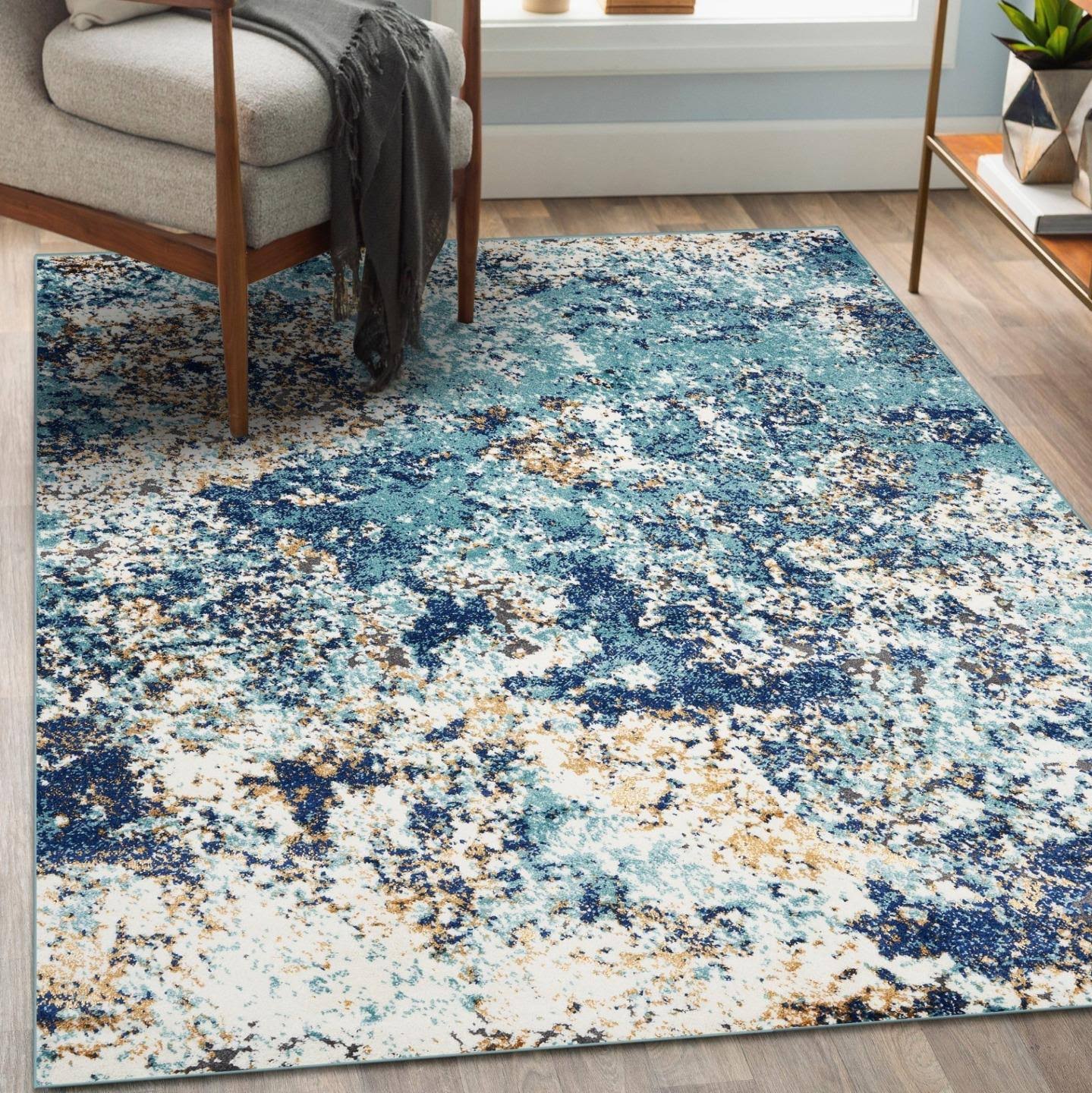 Luxe Weavers Beverly Collection Blue 2x3 Modern Abstract Area Rug