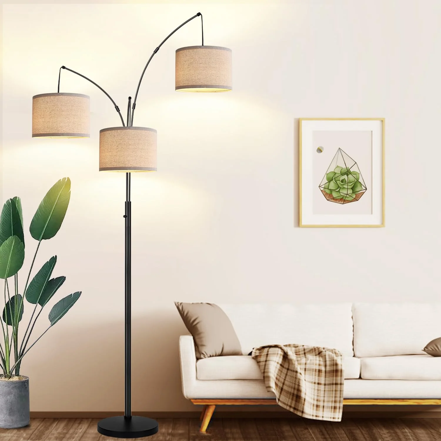 Nintiue Dimmable Floor Lamp. 3 Lights Arc Floor Lamps