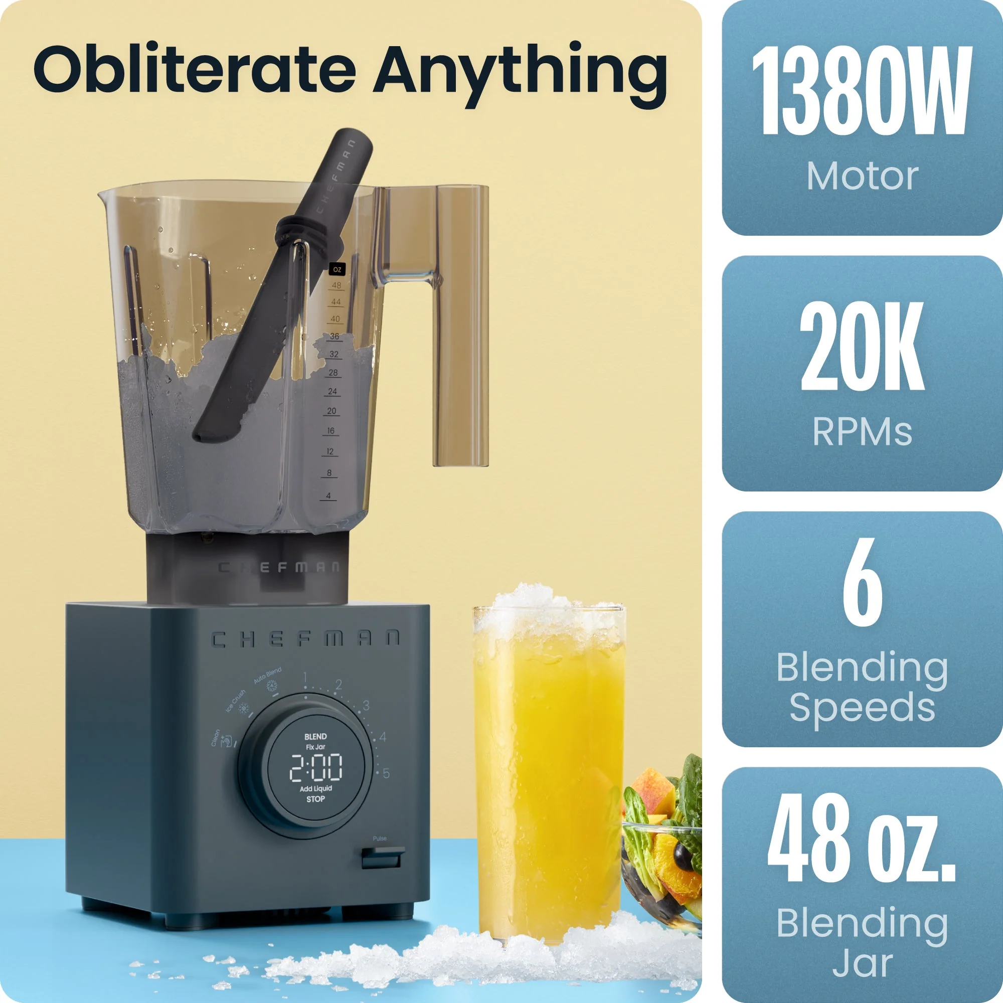 Obliterator 48oz Power Blender + Travel Jar - Midnight