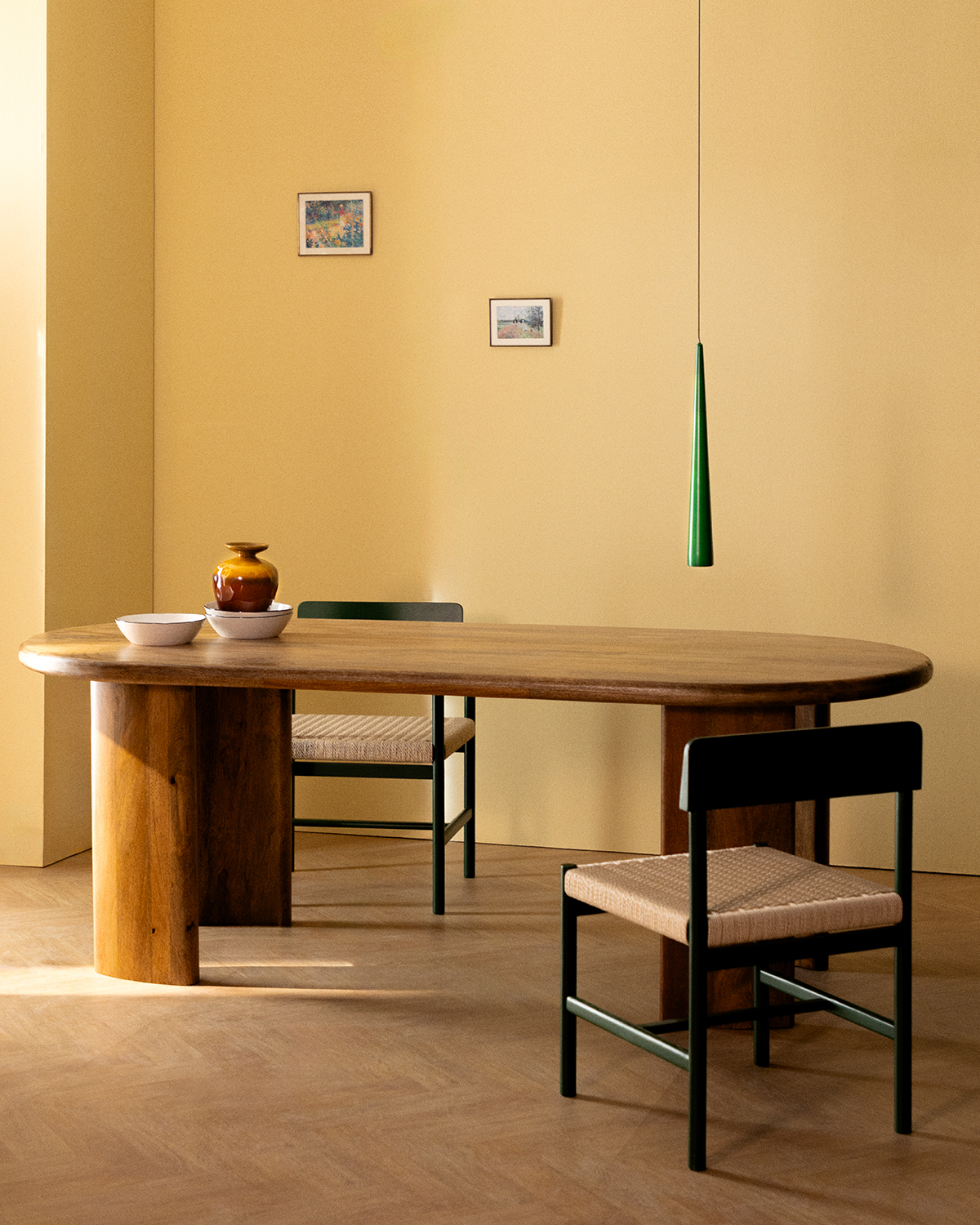 Leno - Mesa de Comedor Ovalada de Madera de Mango (220x100 cm) Leno