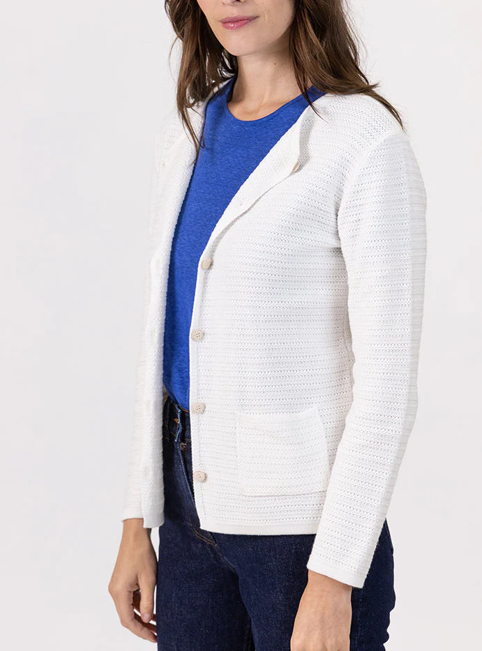 Cardigan femme en coton blanc crème