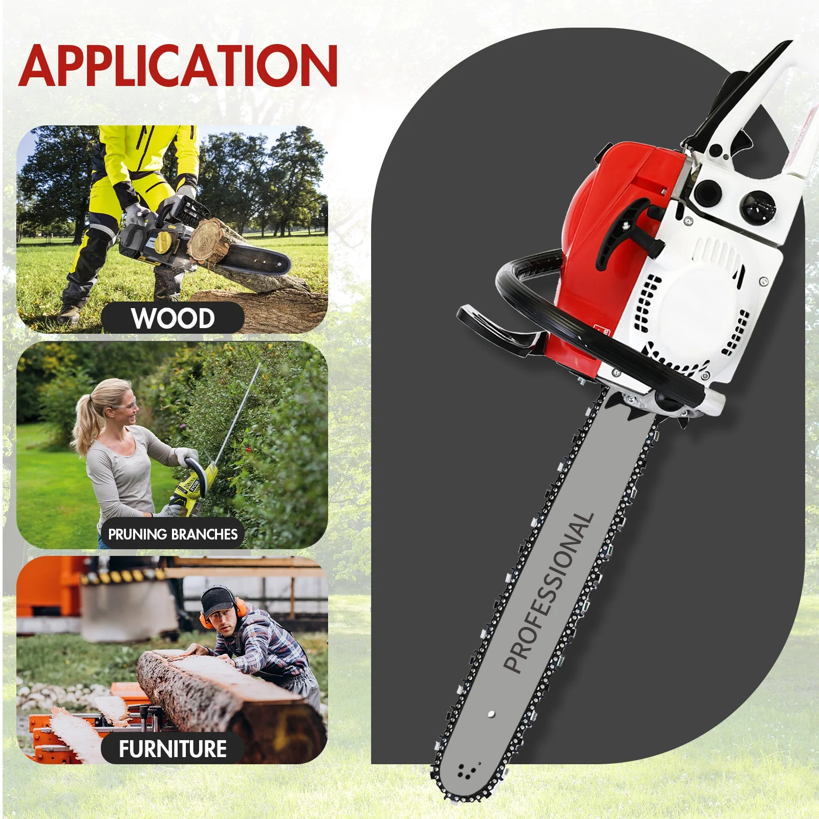 Gas Chainsaw, 12" Bar Gasline Chainsaw, 2-Cycle Chainsaw for Farm/Ranch/Garden(25.4 cc) - Image 10