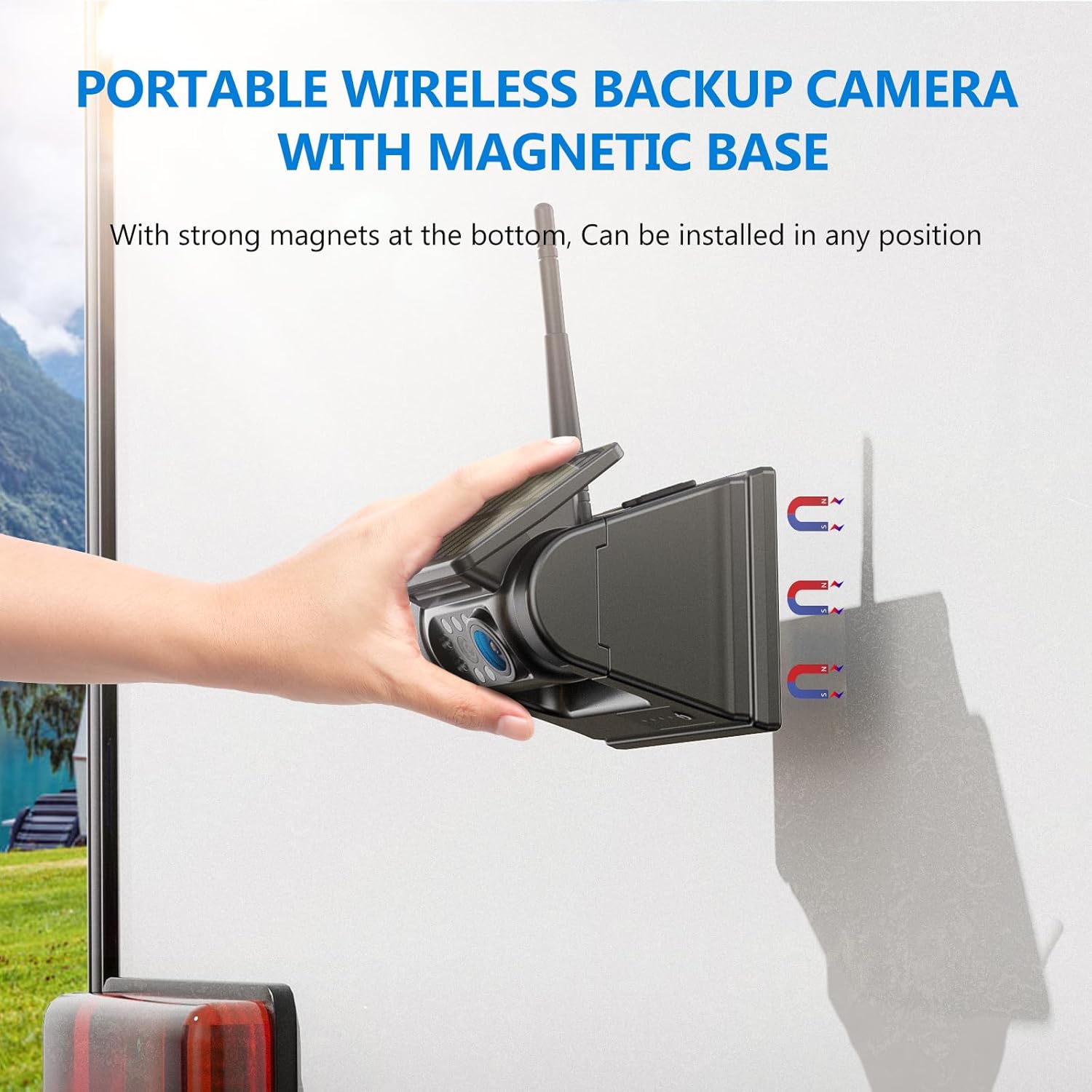 2 Magnetic Solar Wireless Backup Camera HD1080P 3 Mins DIY Installation DVR 7